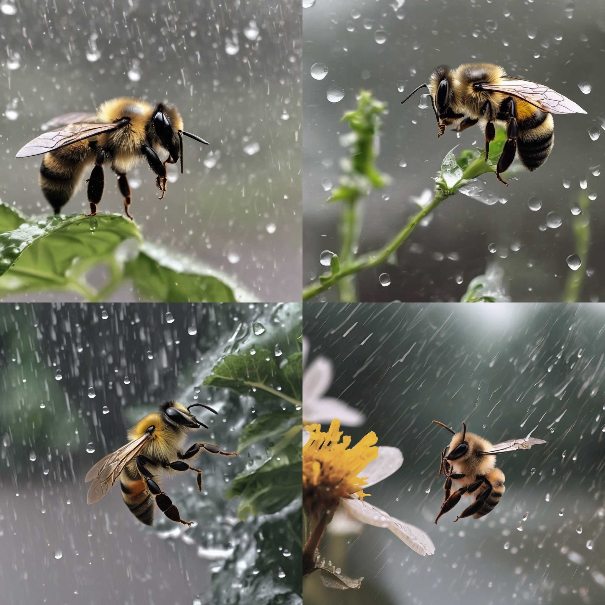A bee on a rainy day
