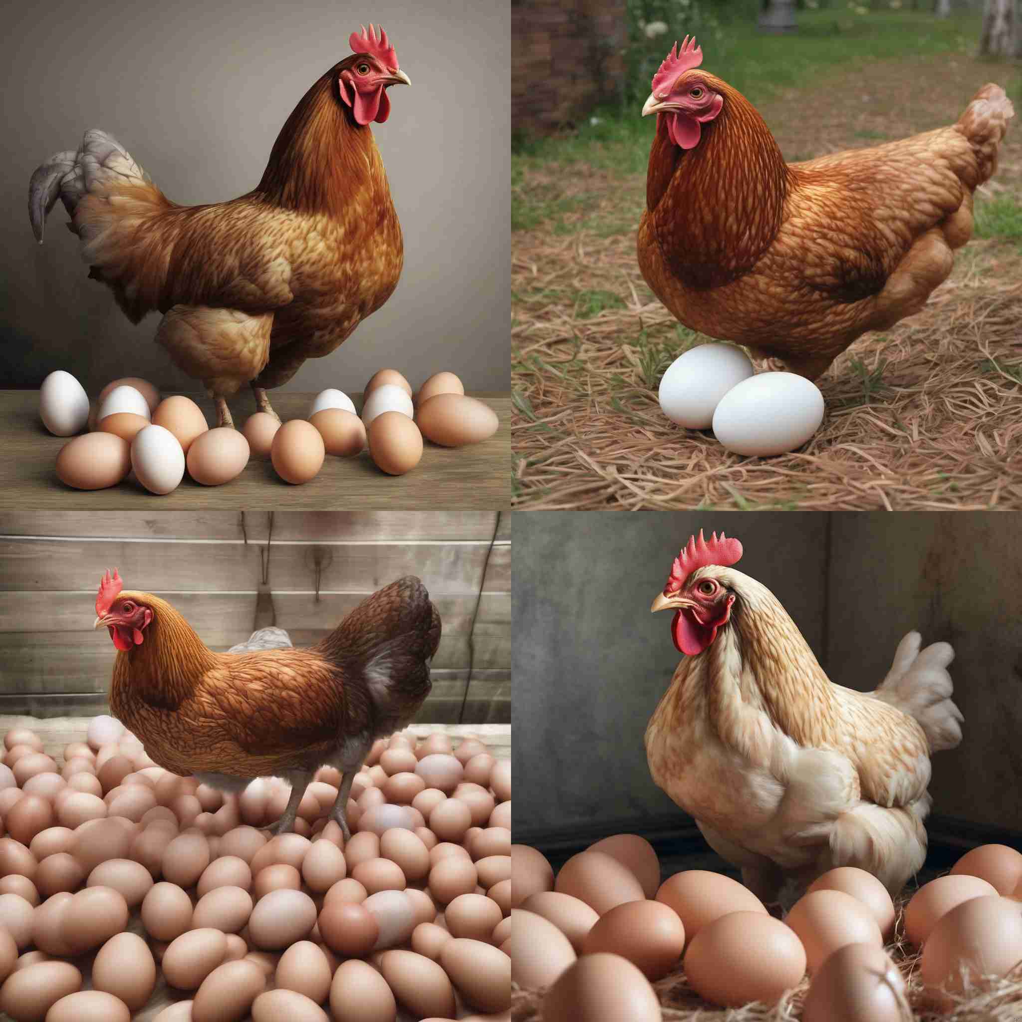 A chicken laying eggs