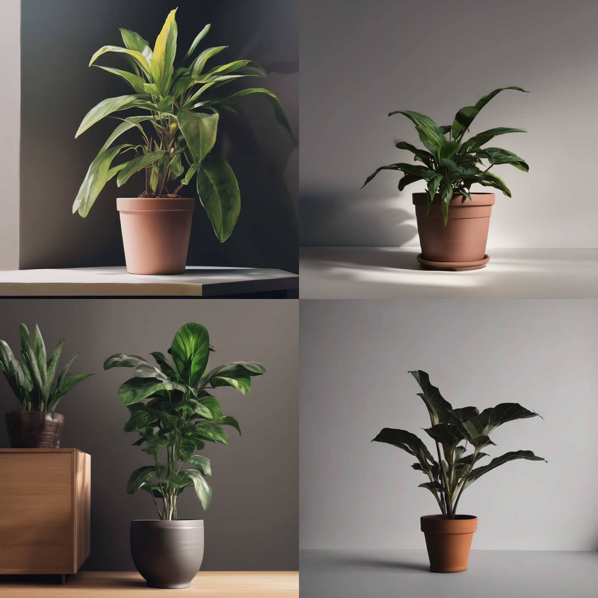 A potted plant kept in a dark room for a week