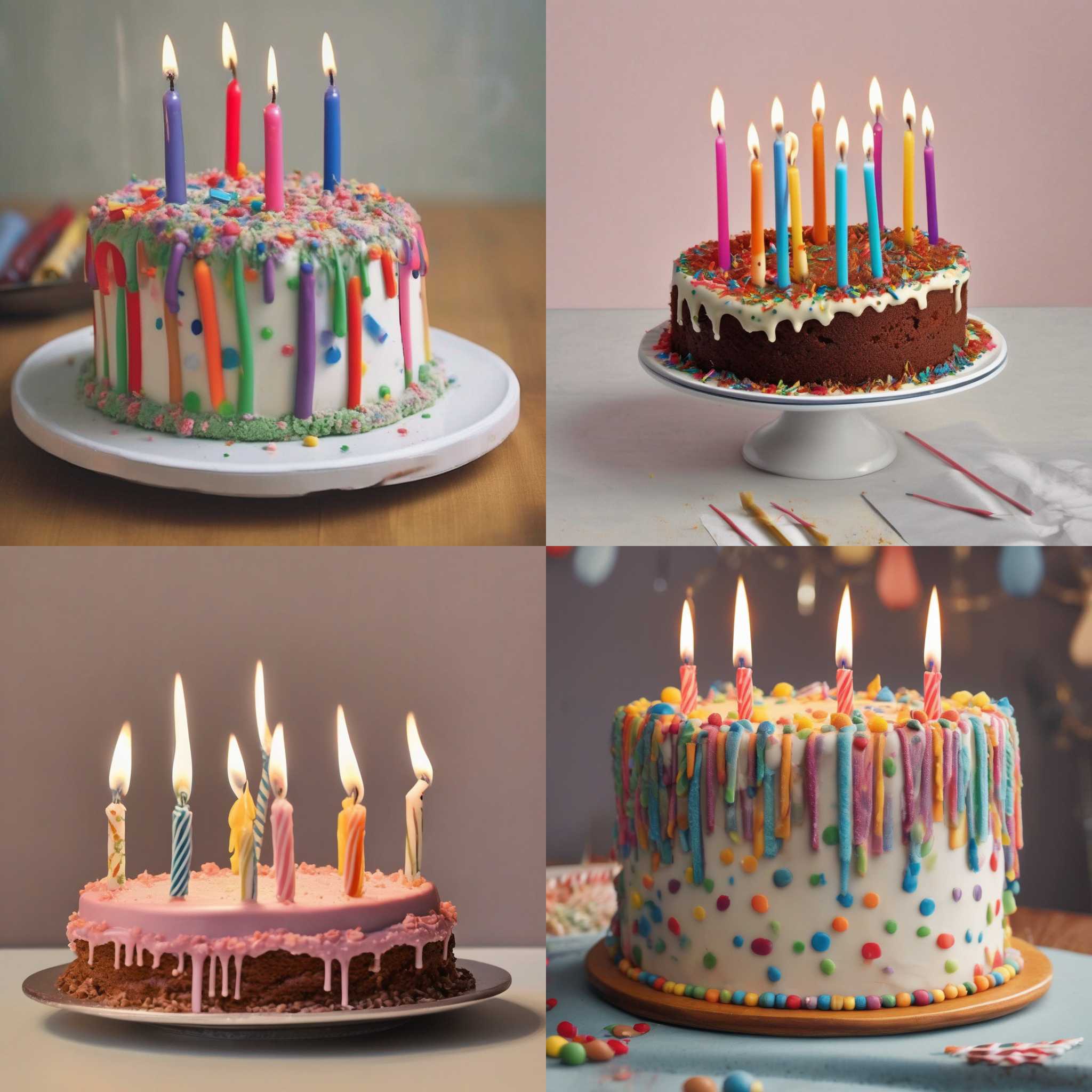 A ten-year-old kid's birthday cake with taper candles