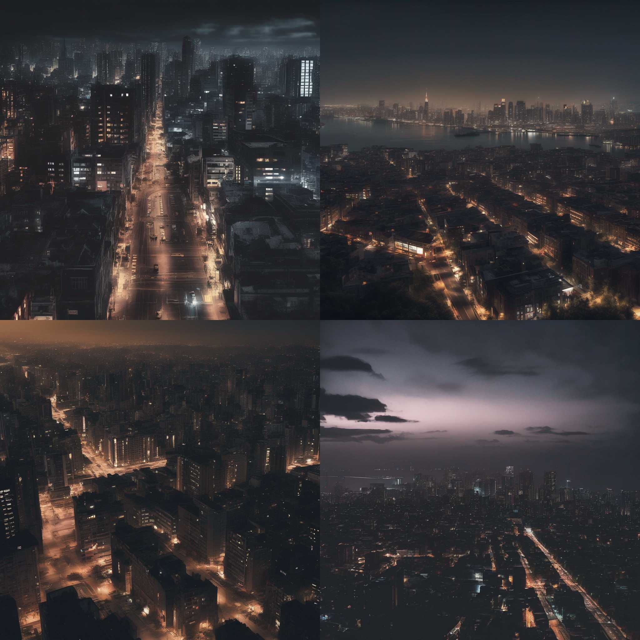 A city during a blackout at night