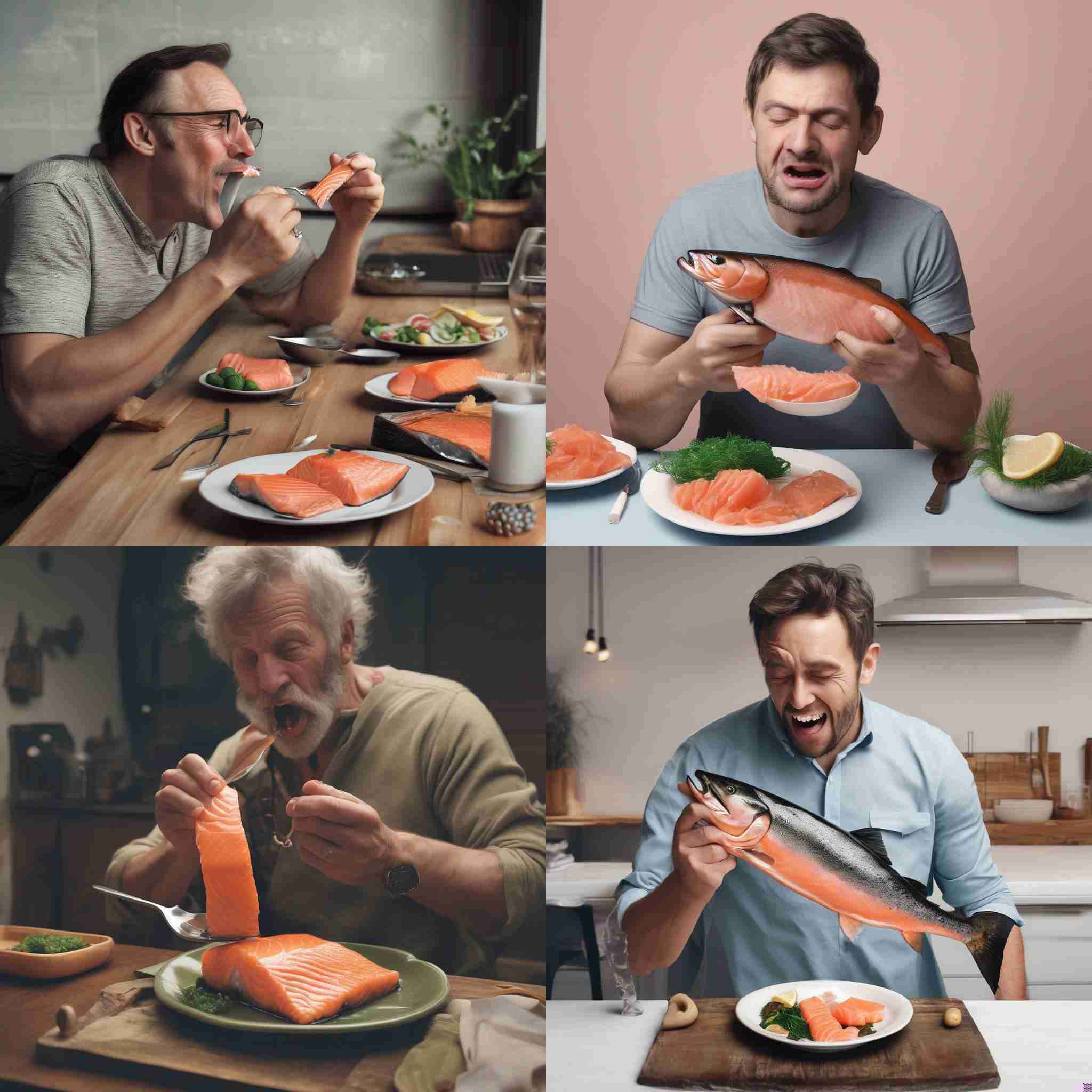 A person eating salmon