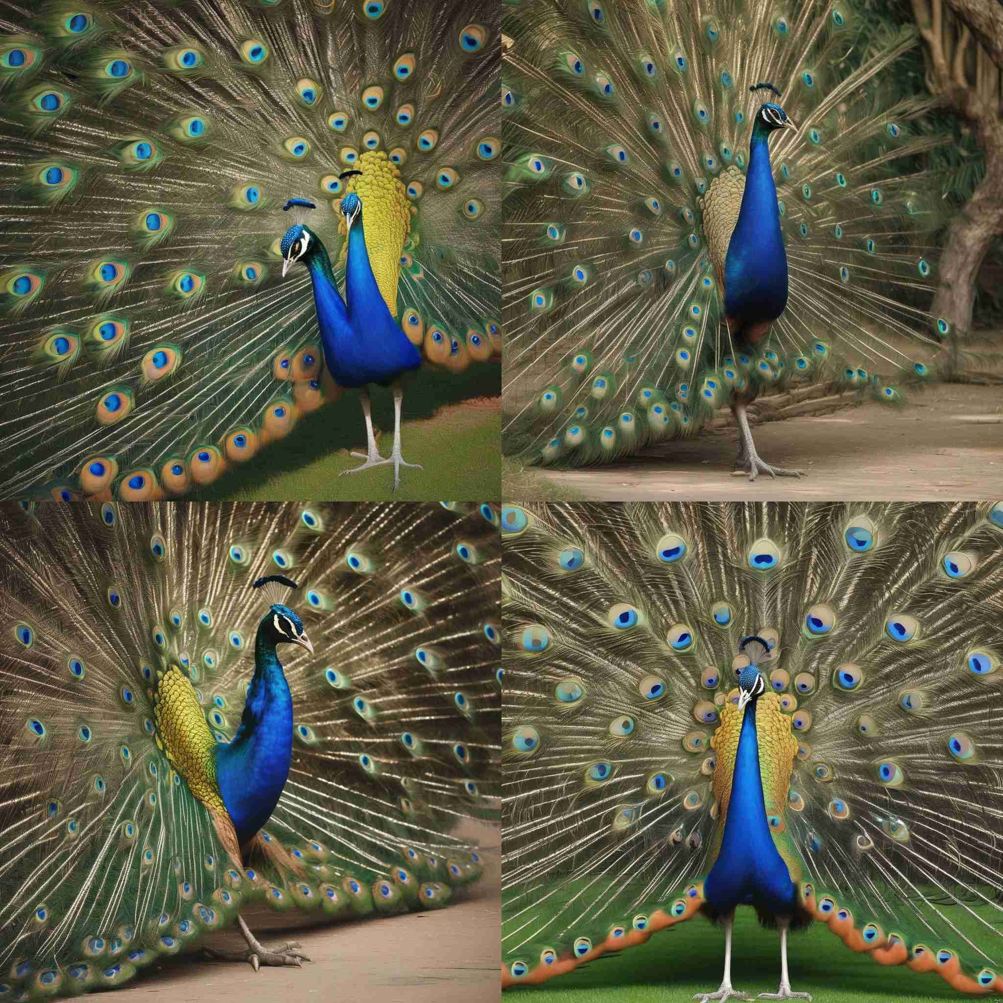 A peacock attracting a mate