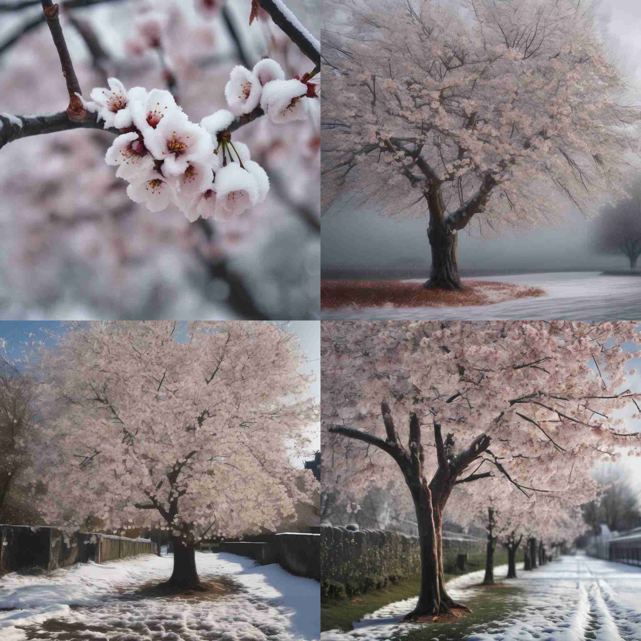 A cherry tree in winter