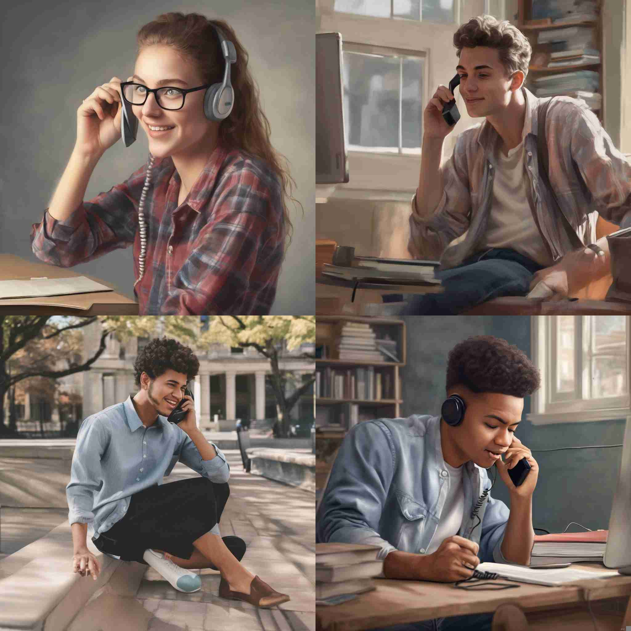 A college student making a call