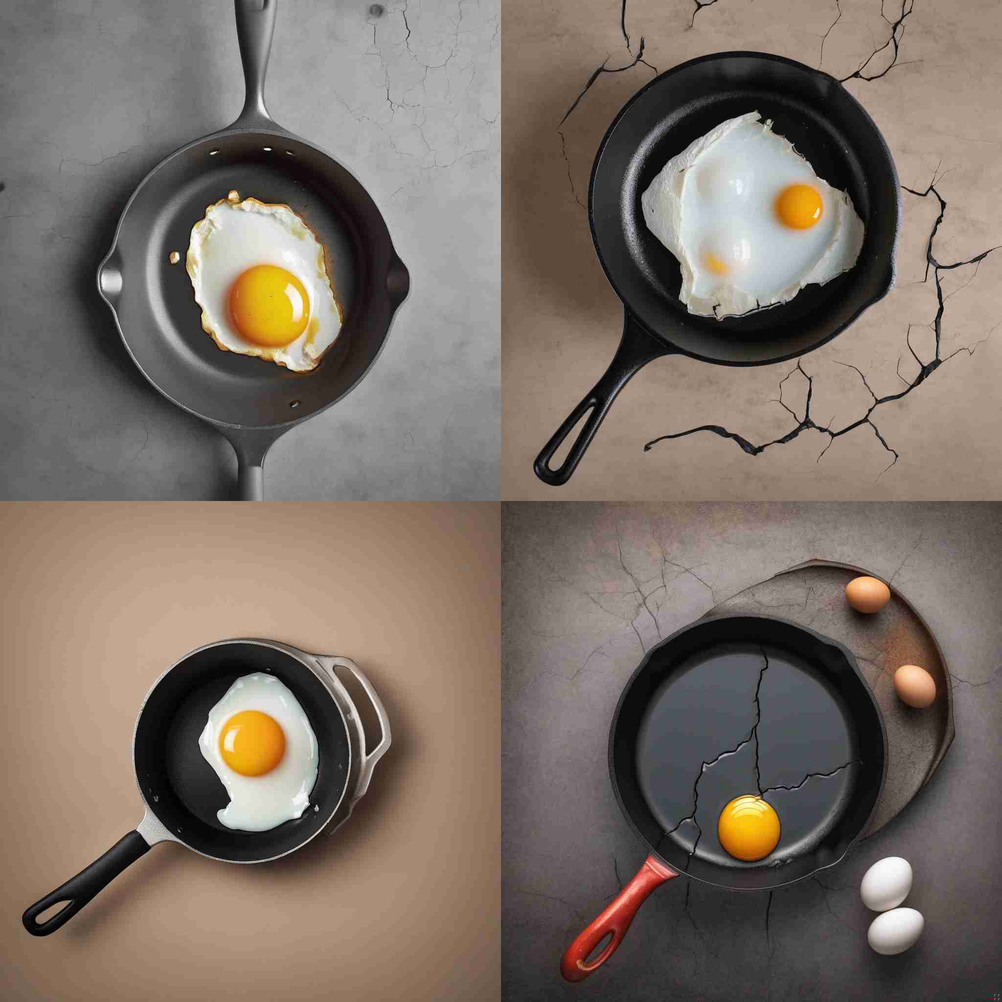 A cracked egg in a hot pan