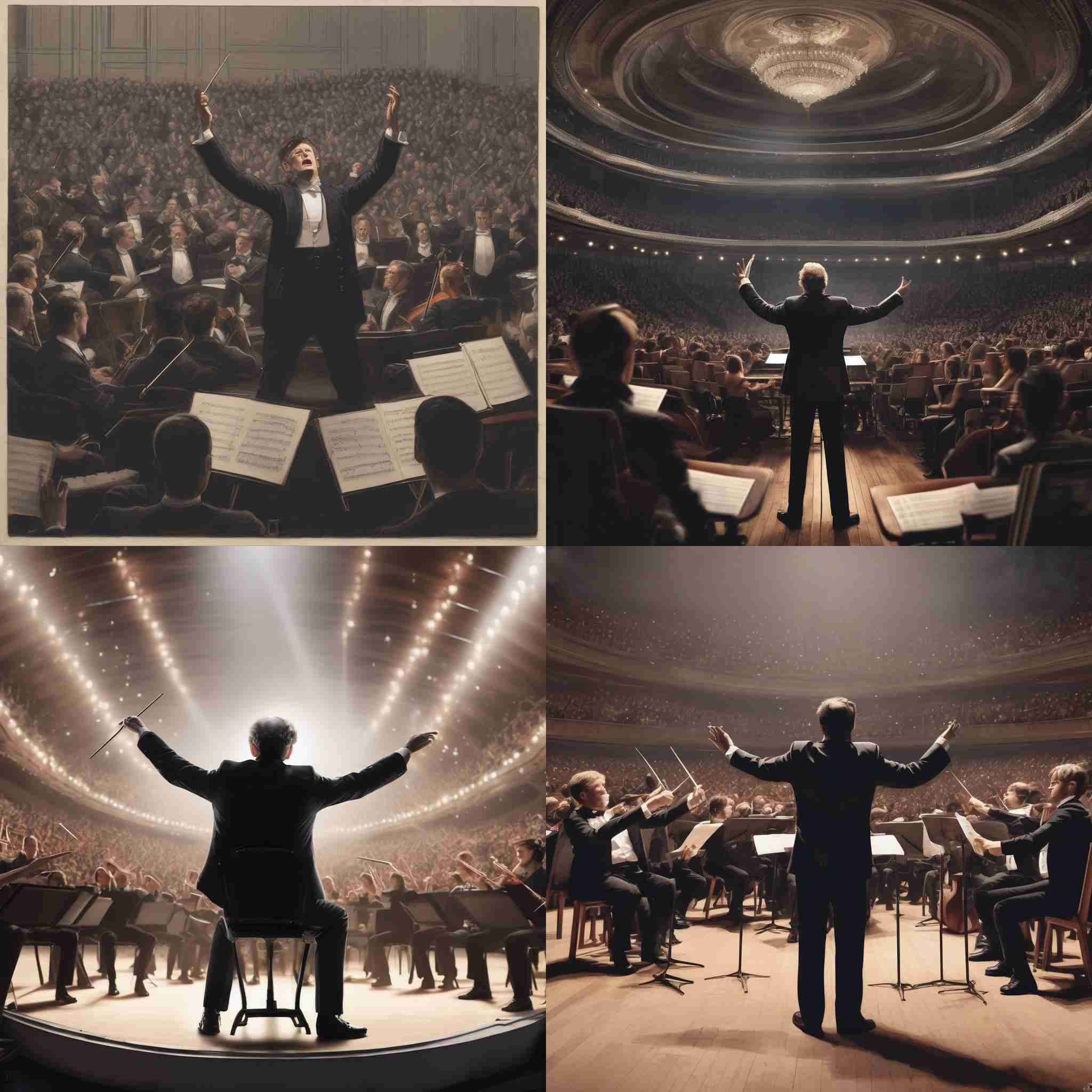 A conductor in the middle of the concert