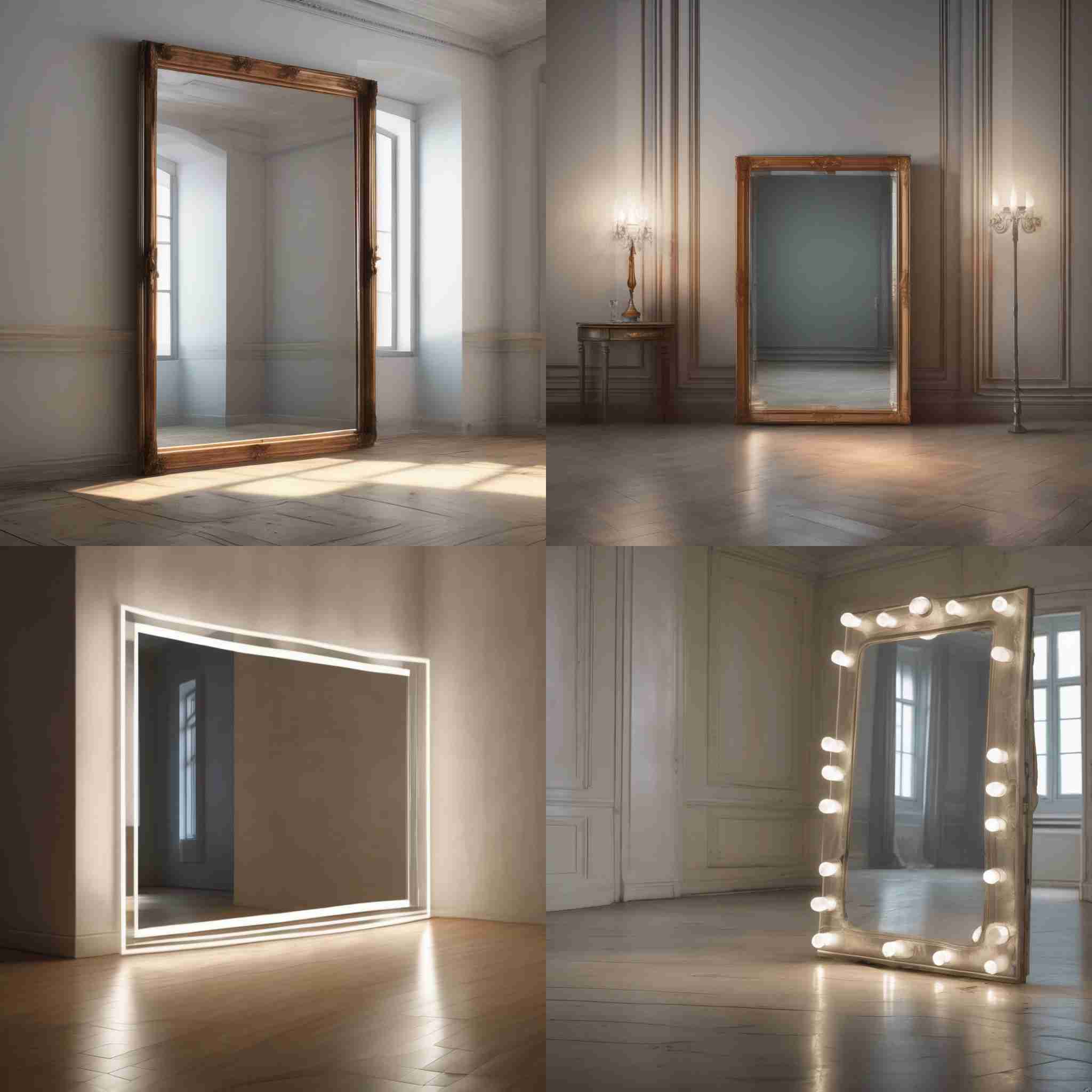 A mirror in a room with light