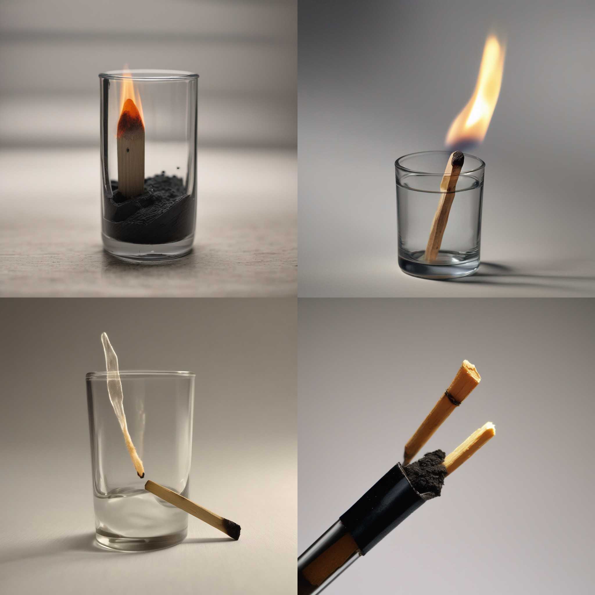 A matchstick struck against a glass