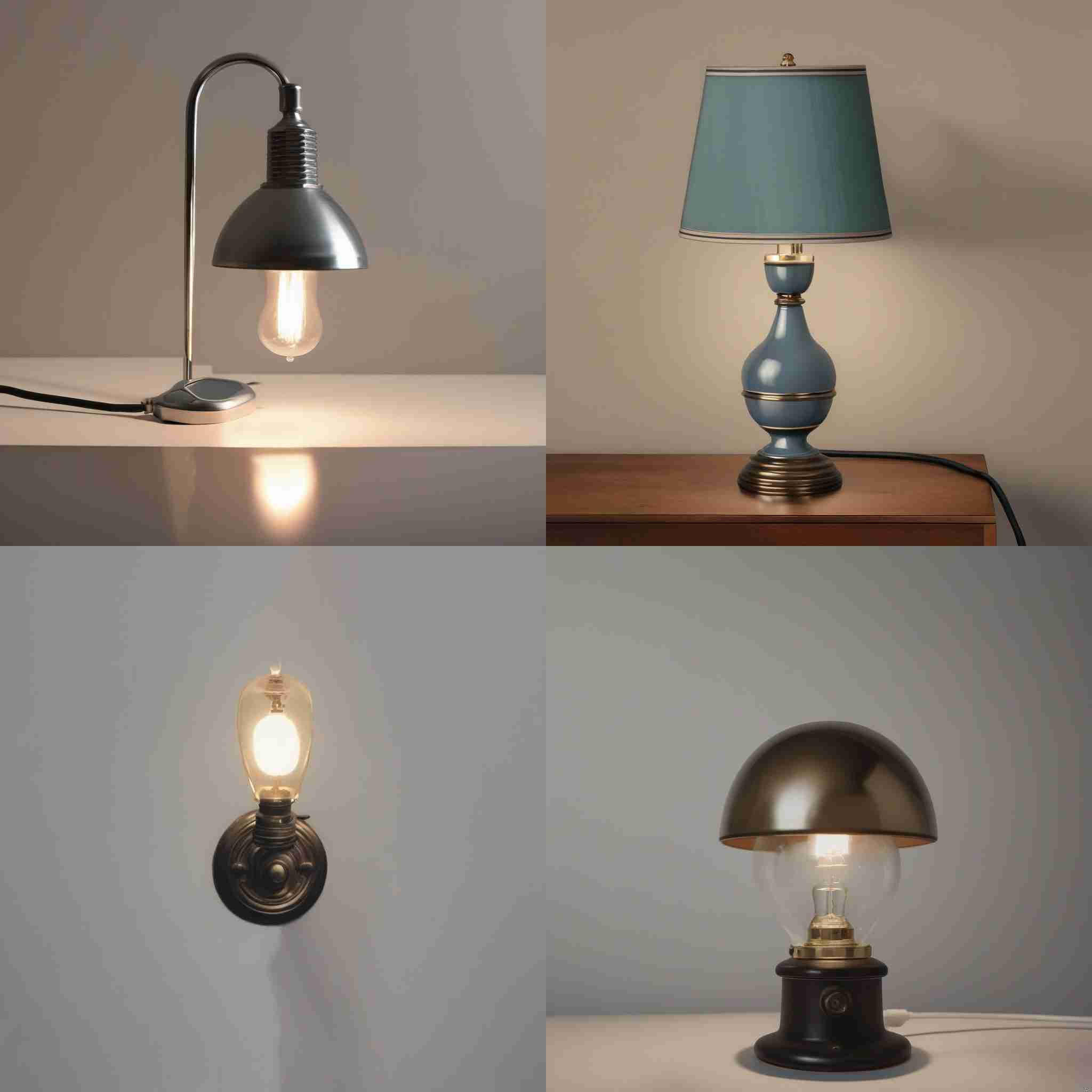 A lamp with the knob switched on