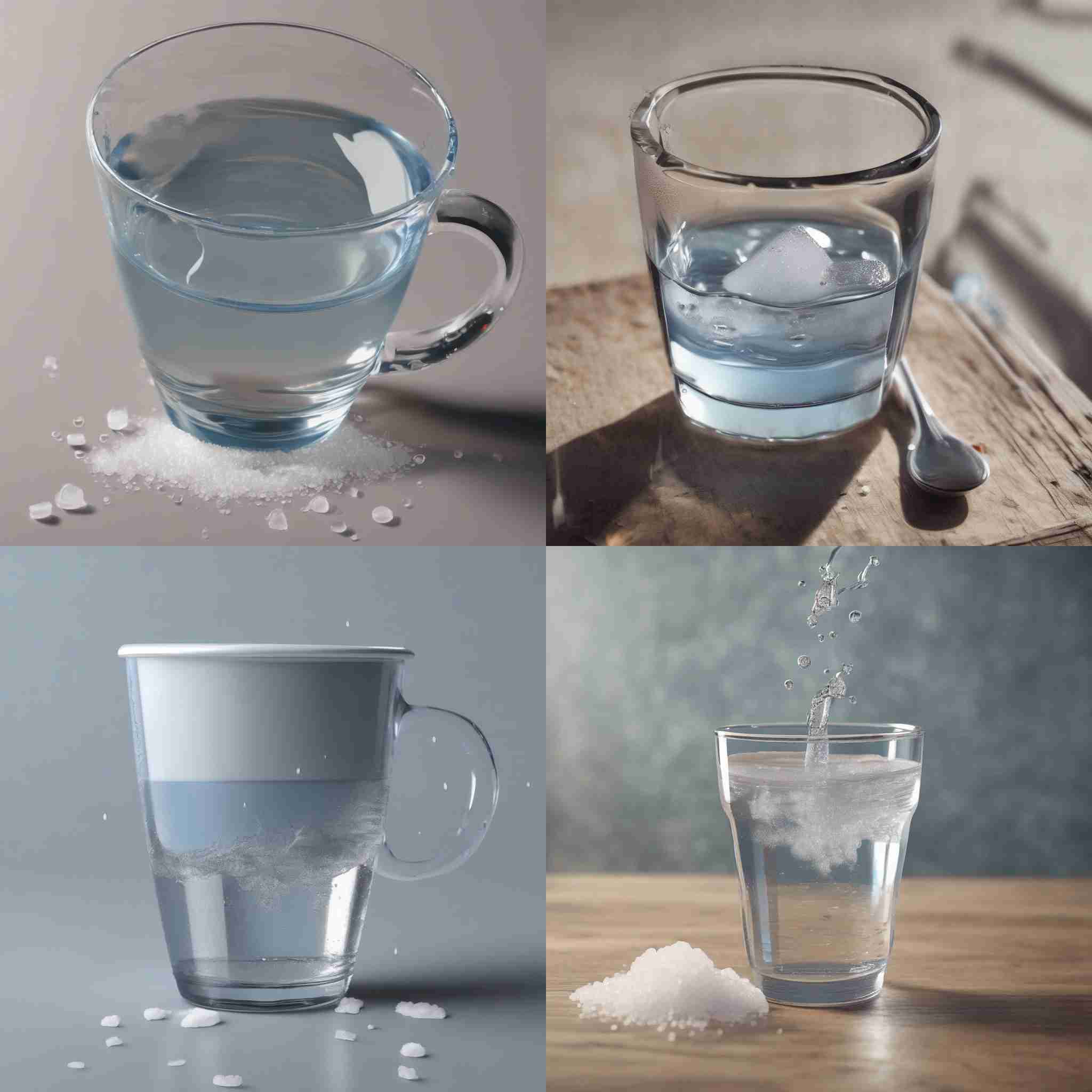A cup of water with salt just added