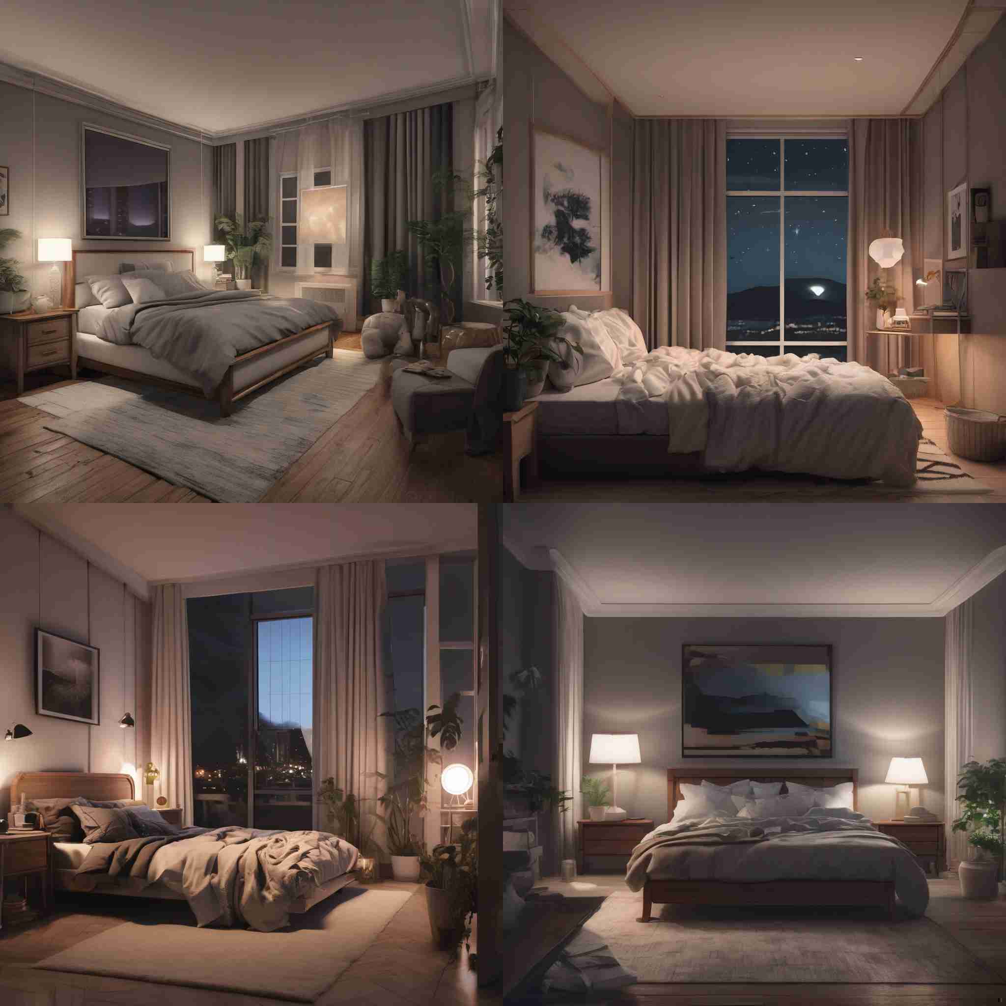 A bedroom at night