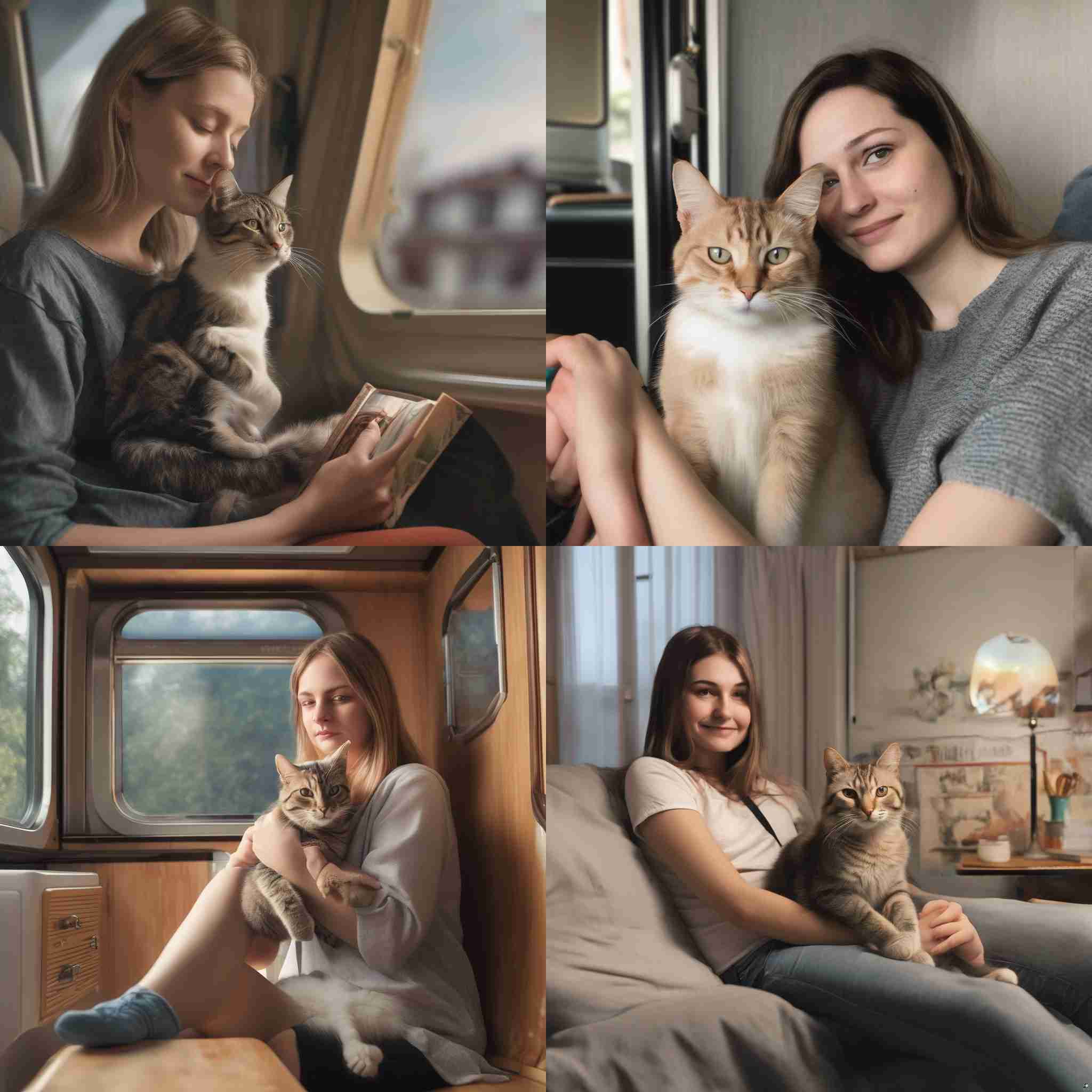 A woman with her cat at home