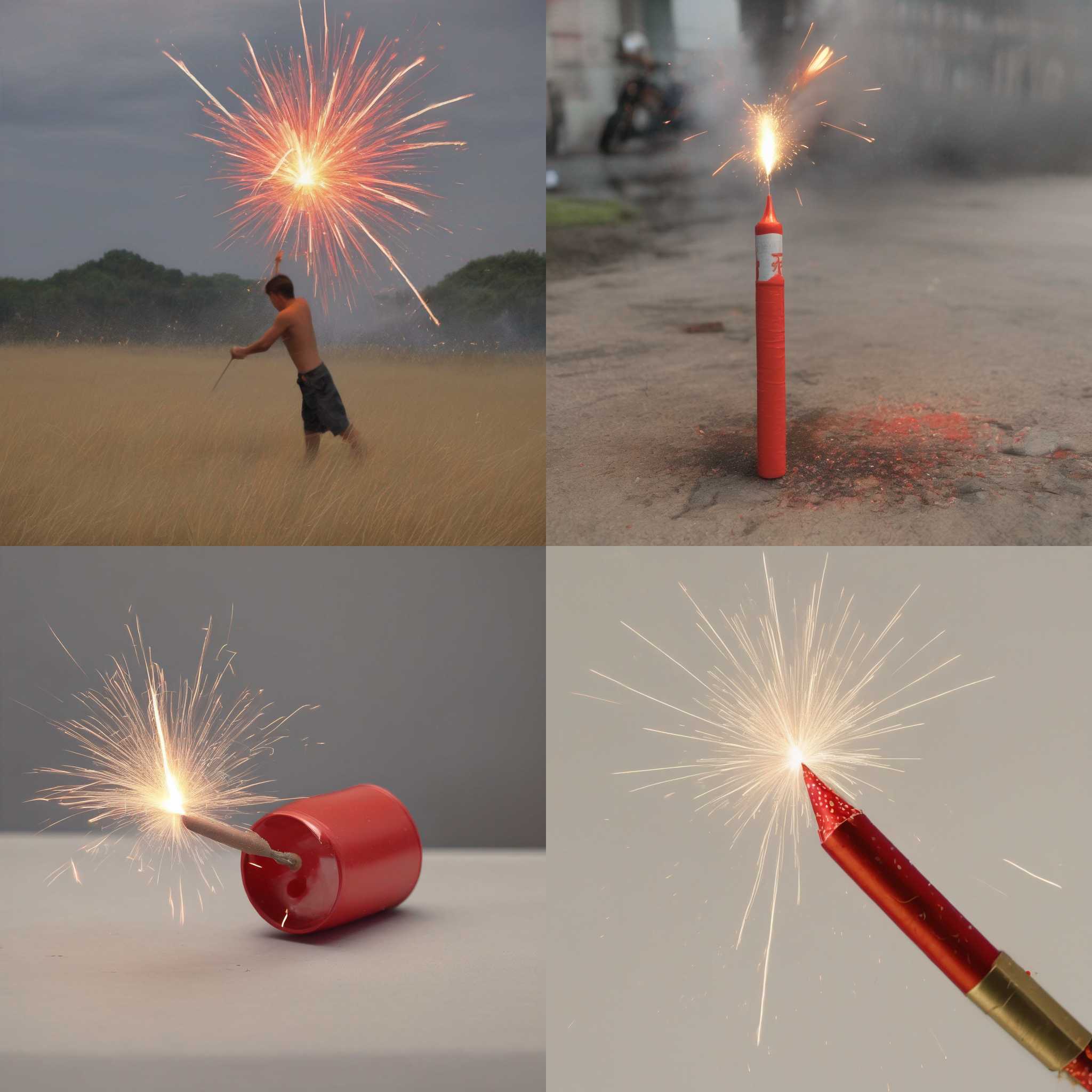 A firecracker in use