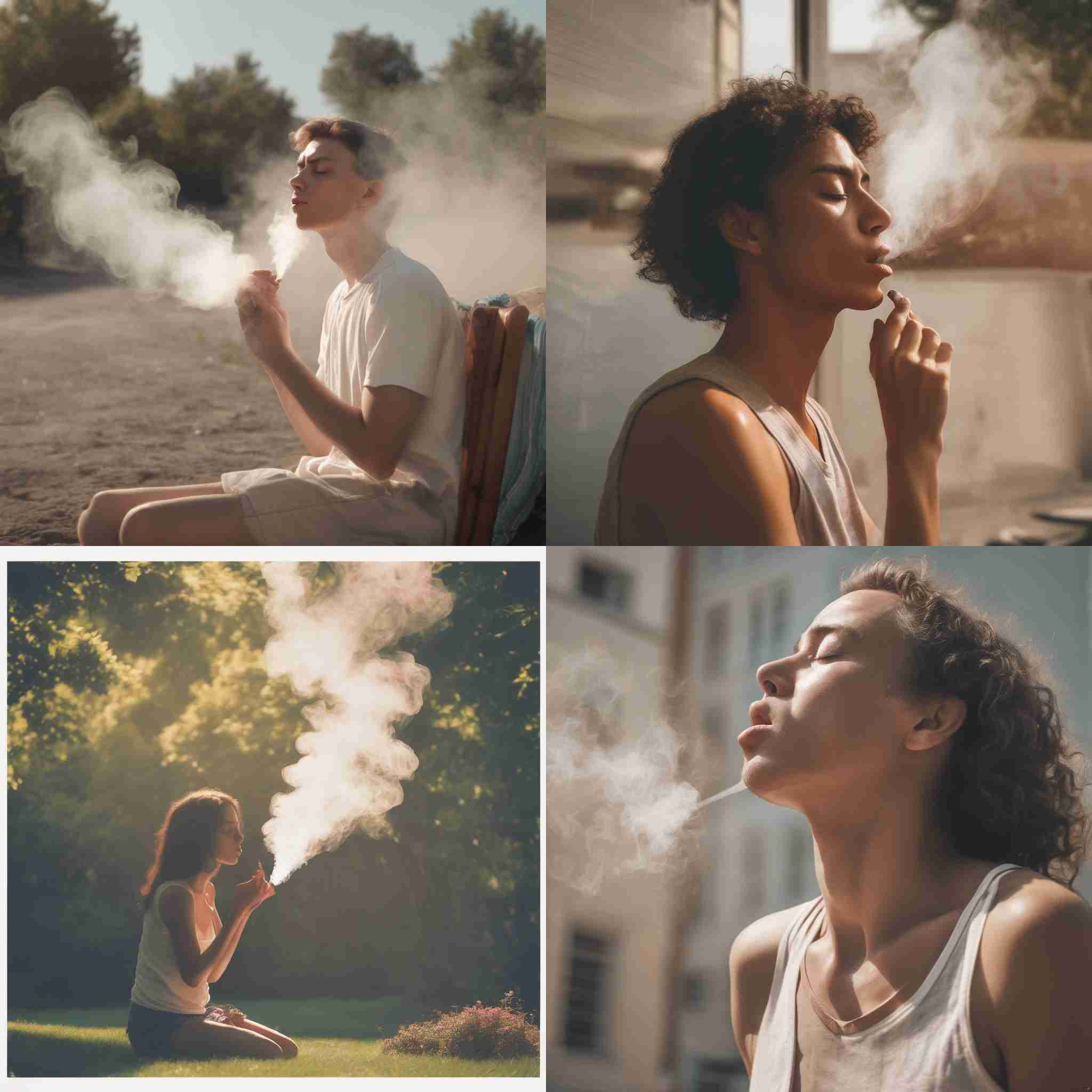 A person exhaling on a hot summer day