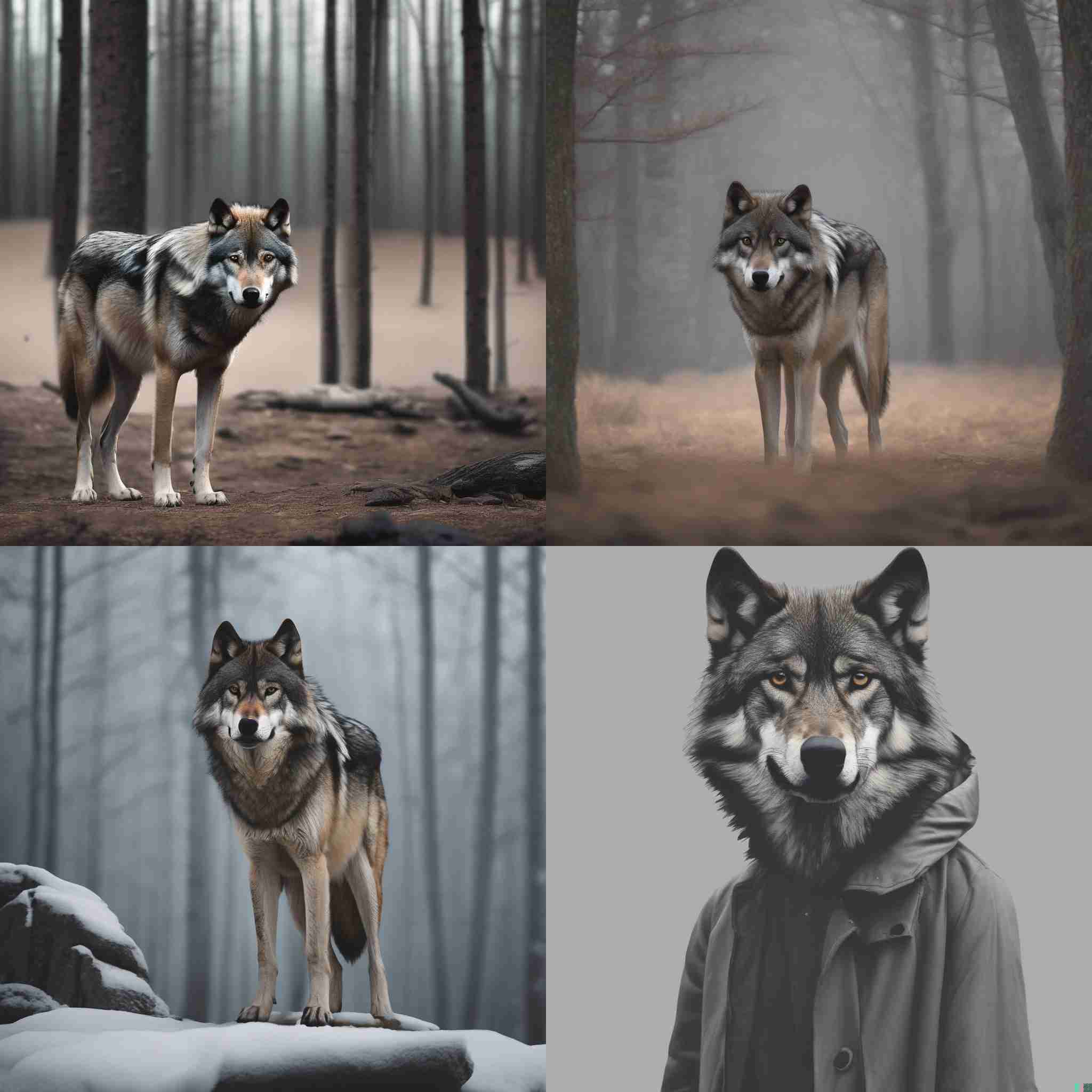 A lone wolf standing in silence