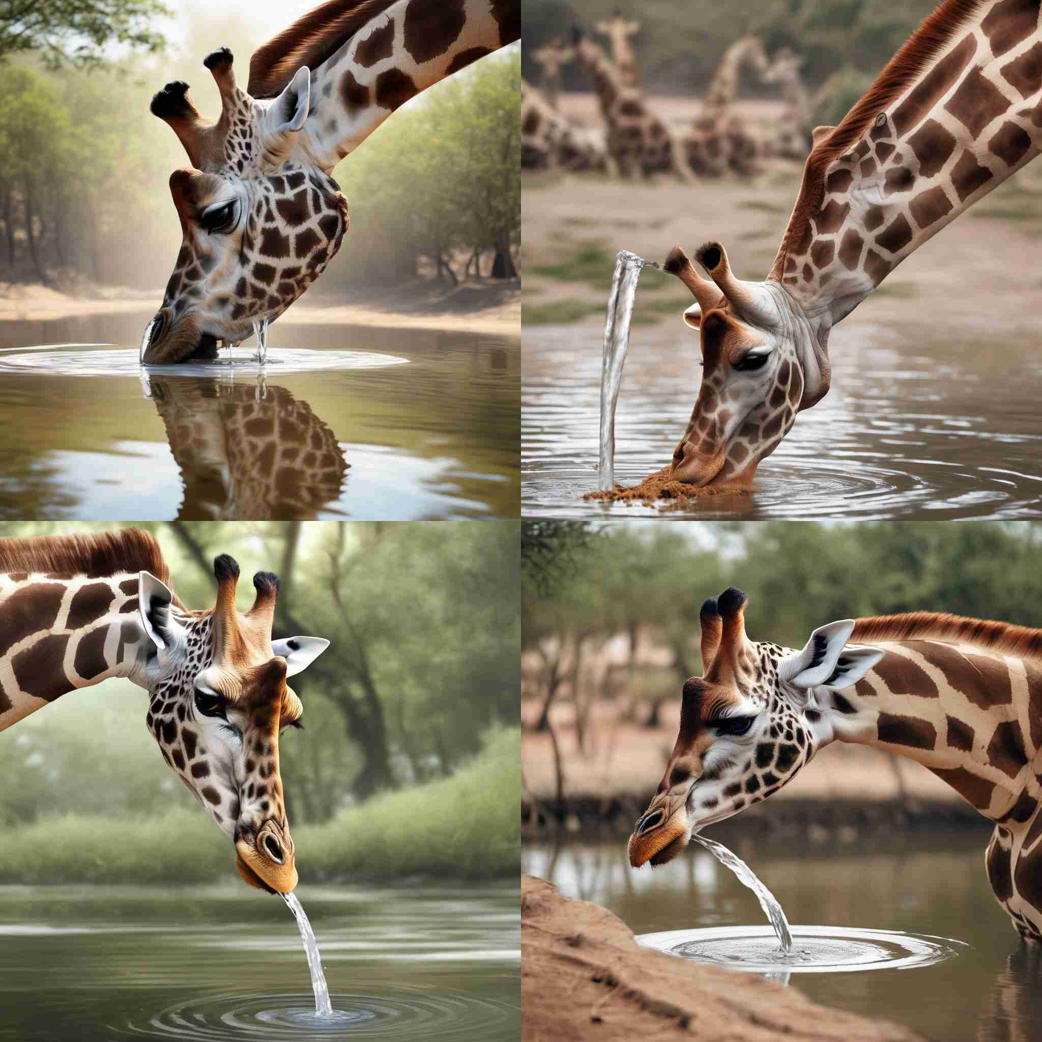 A giraffe drinking water