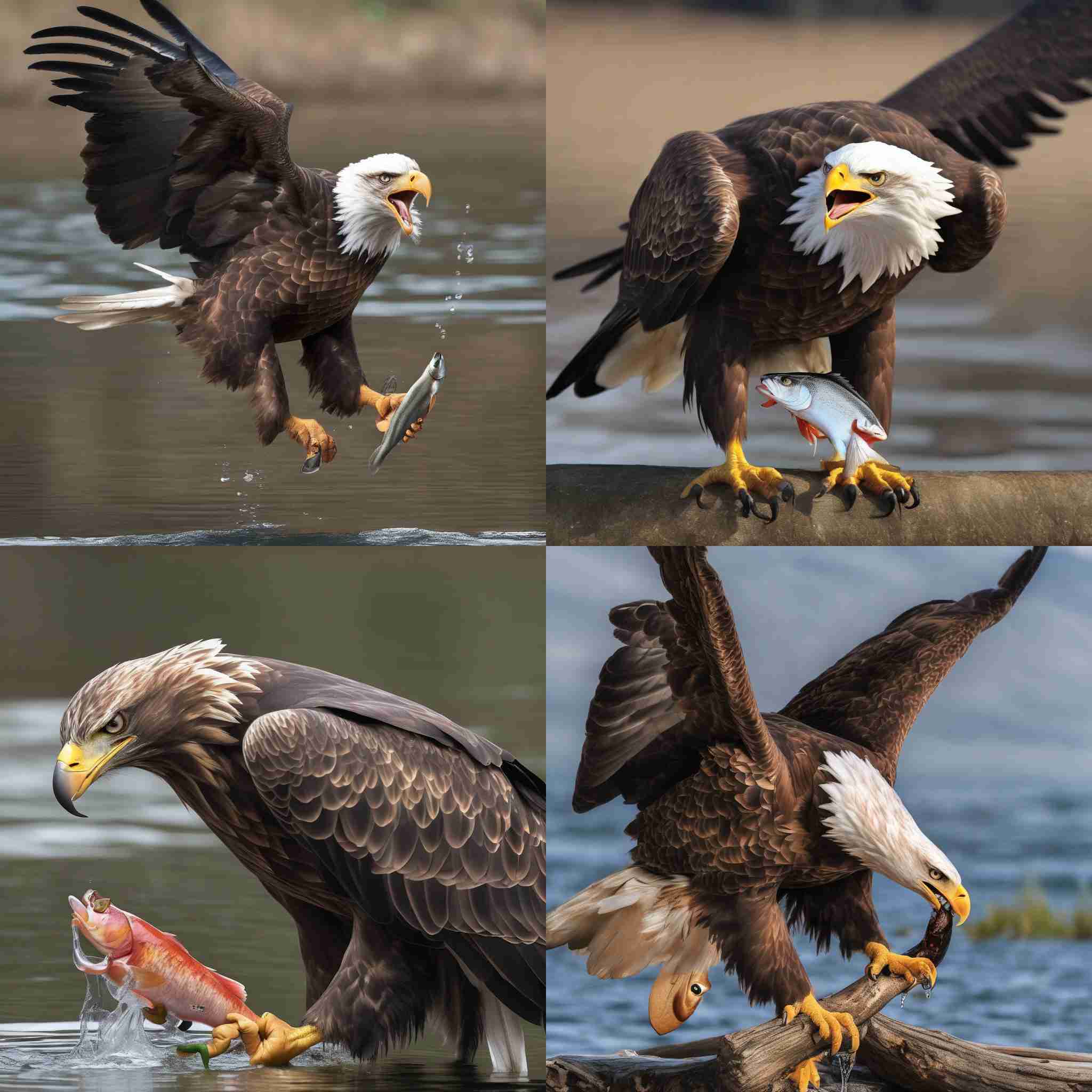 An eagle eating a fish