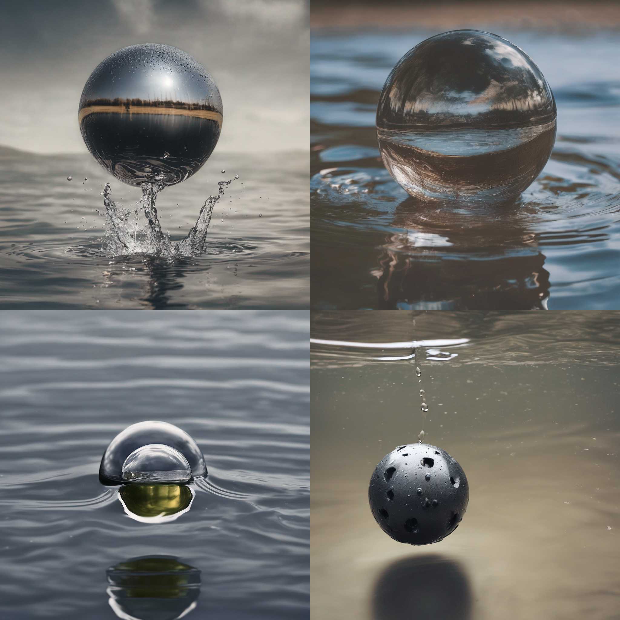 An iron ball in water
