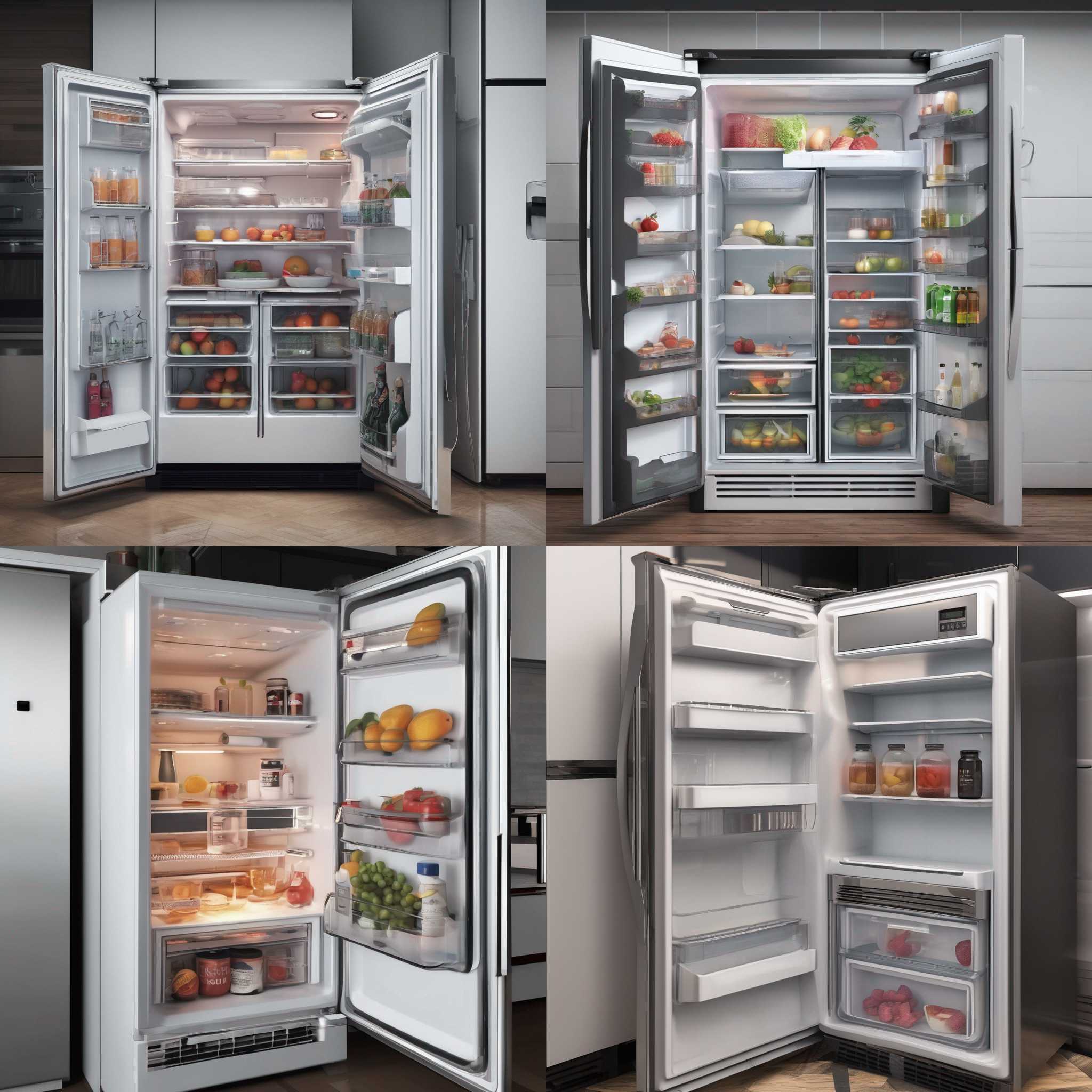 An open fridge connected to electricity