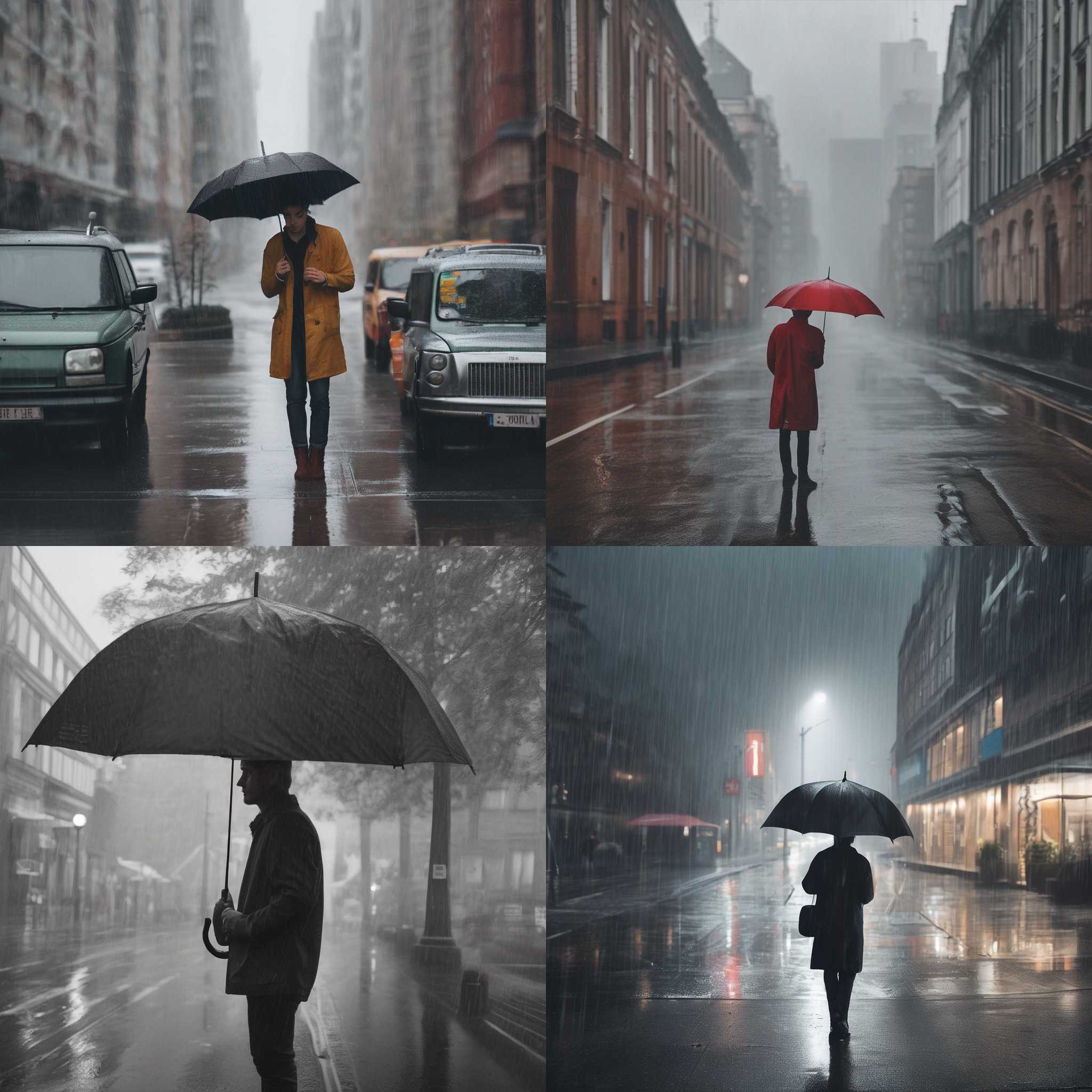 A person with an umbrella outside on a rainy day