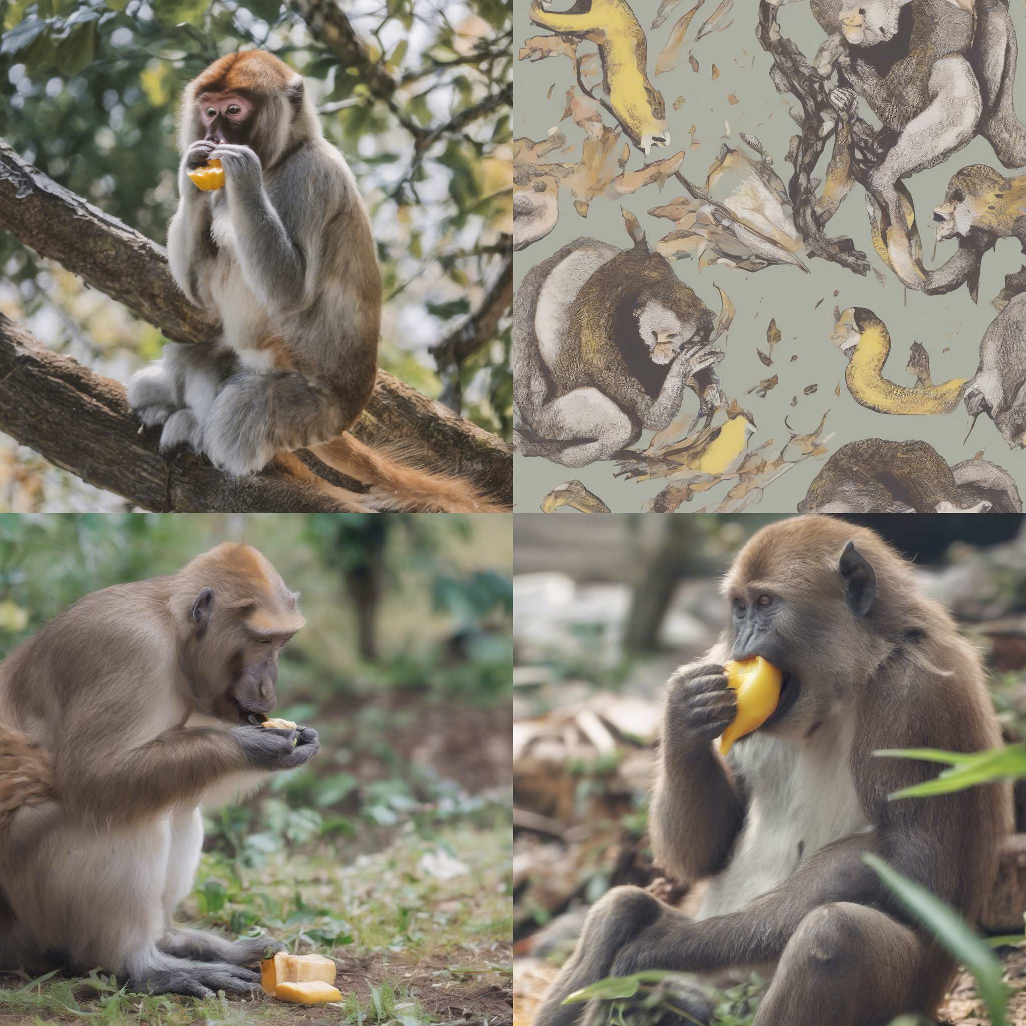 A monkey eating a banana