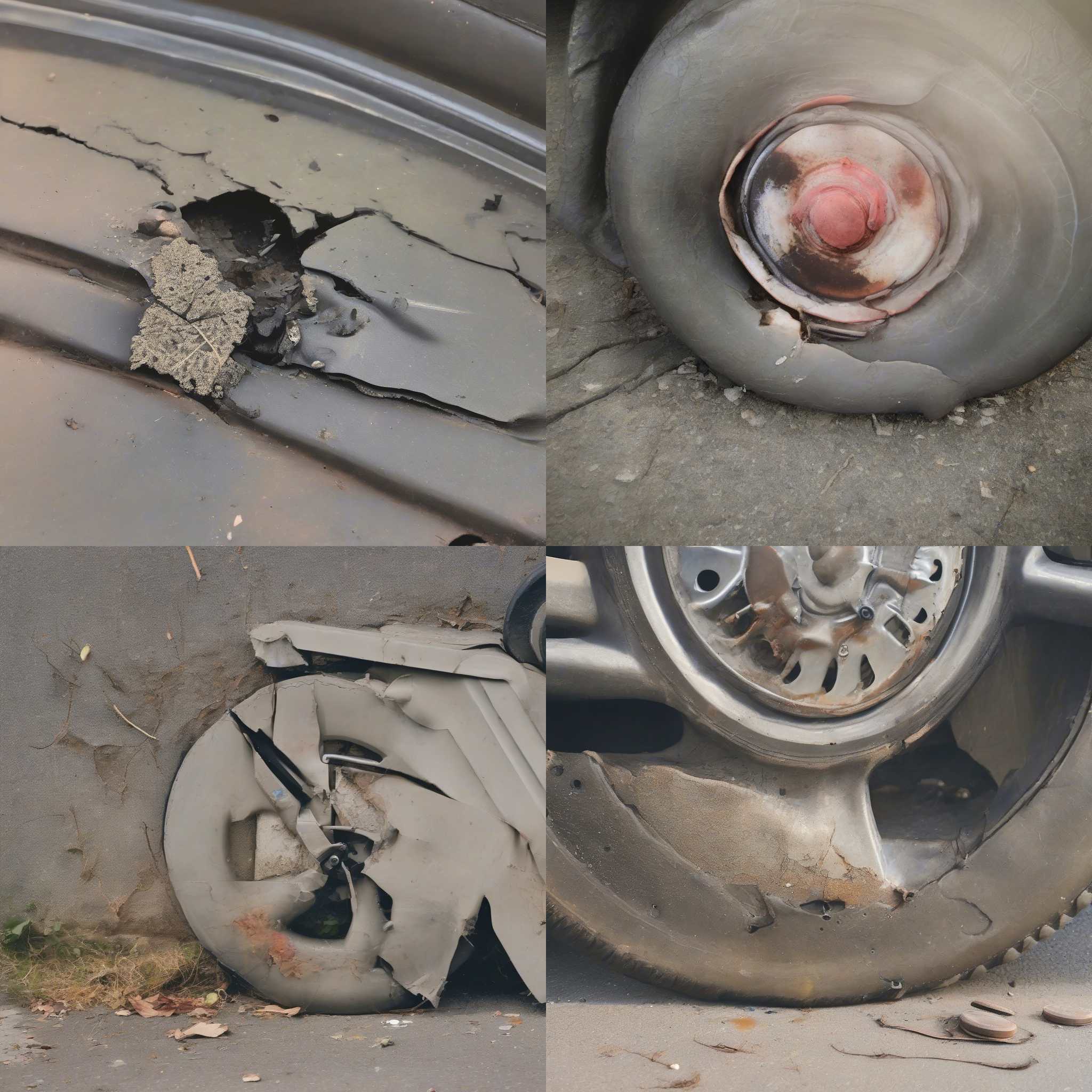 A punctured car tire