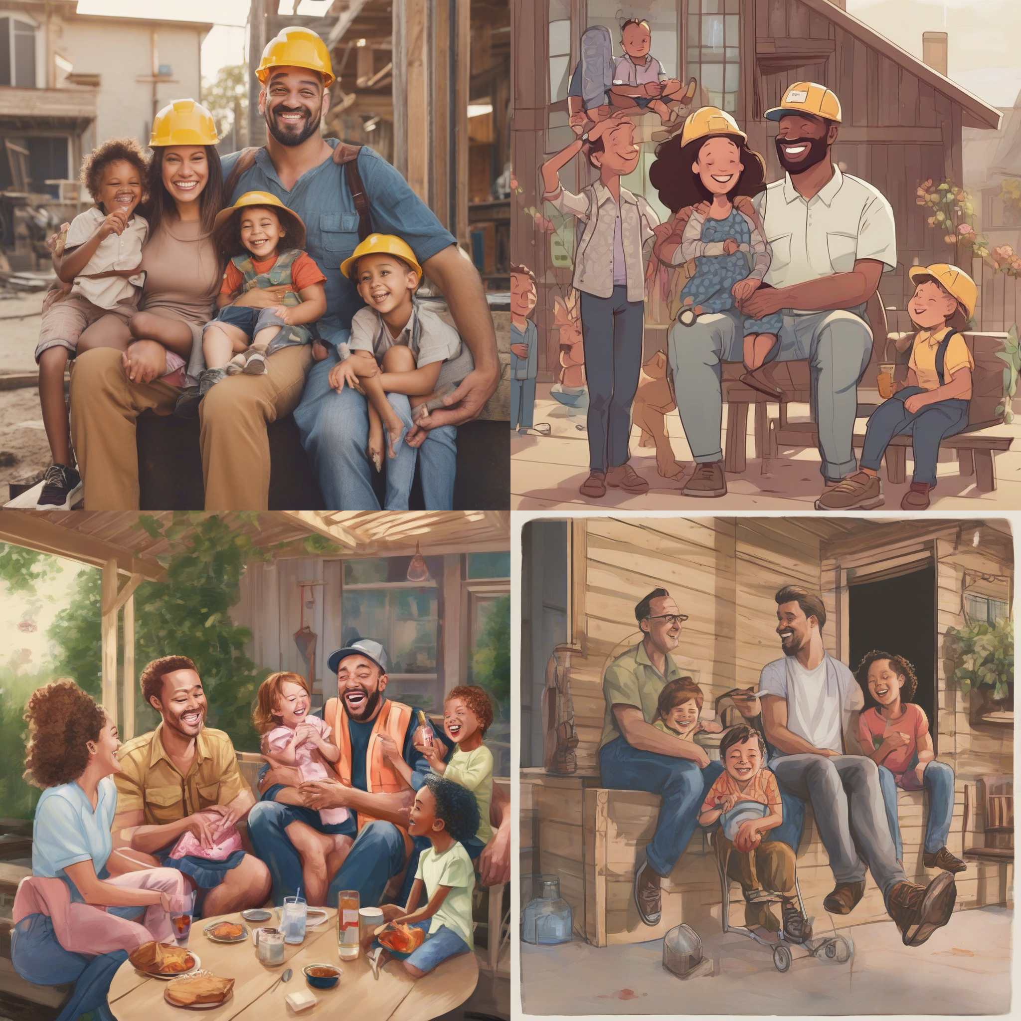 A construction worker enjoying family time after work