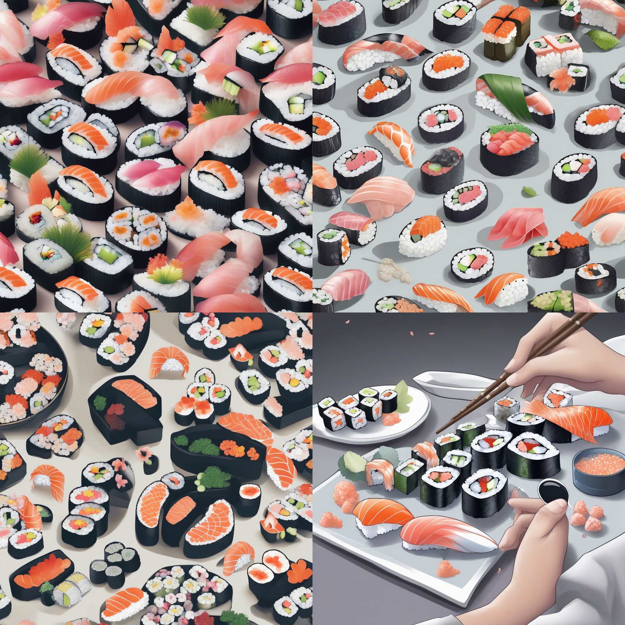 A person eating sushi