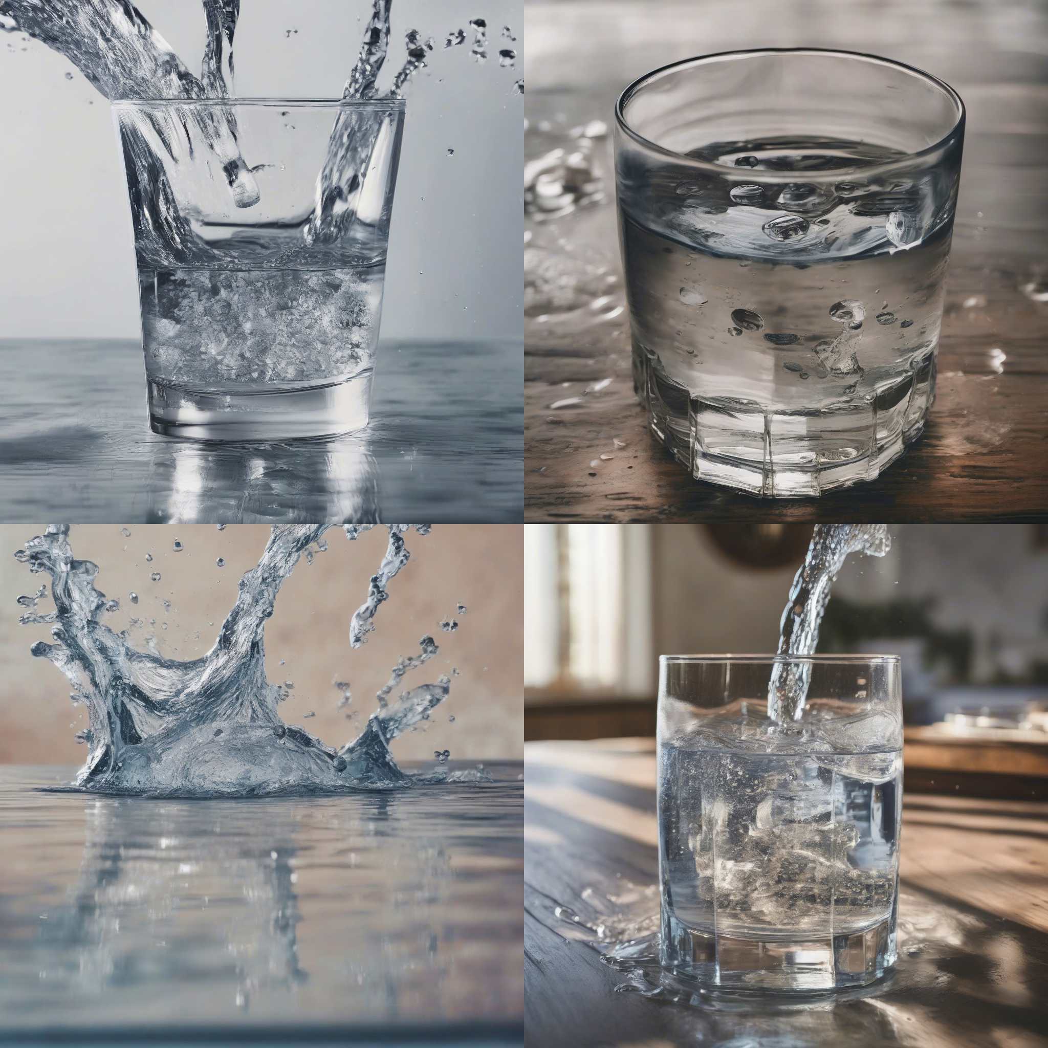 A full cup of water tipped over on a table