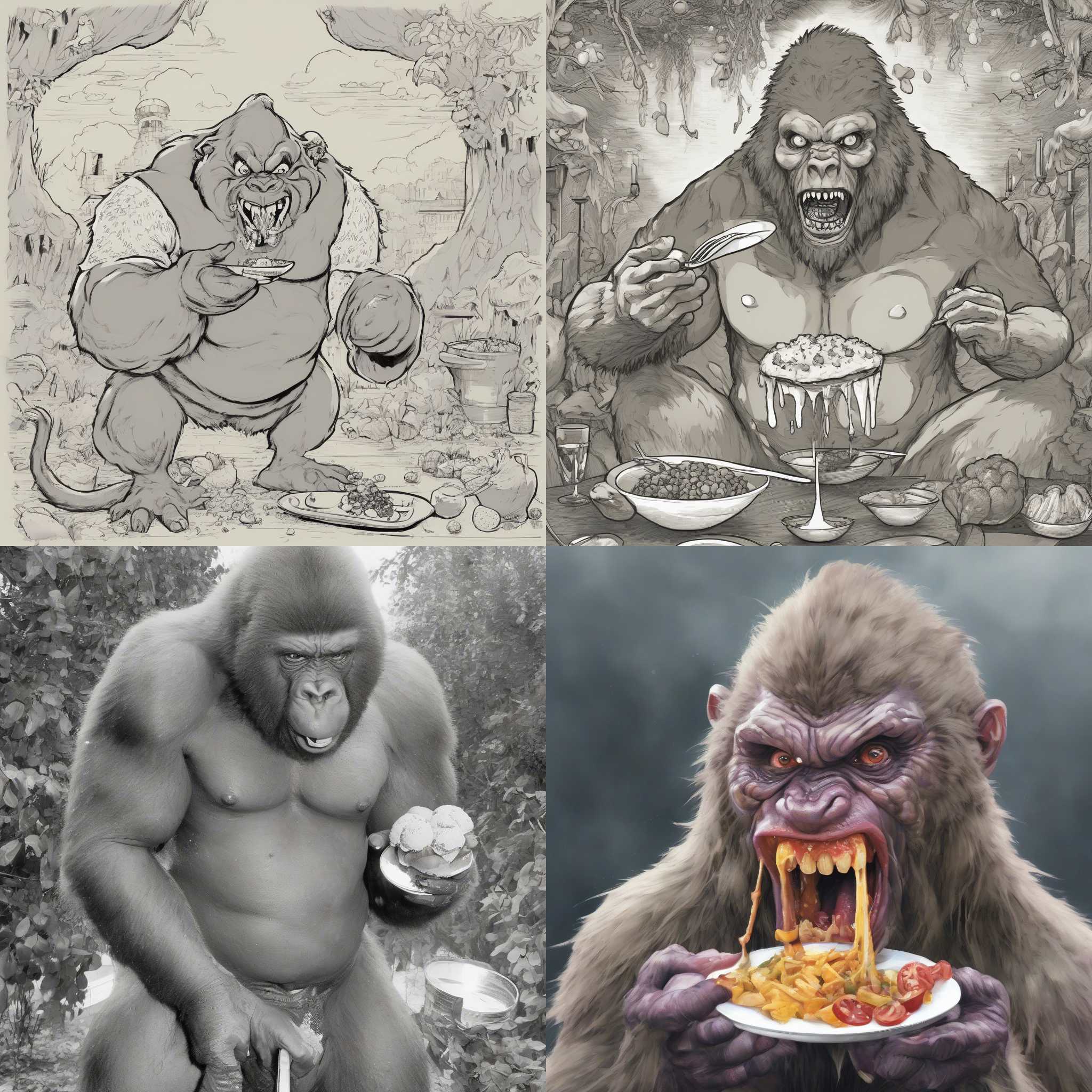 An eating gorilla