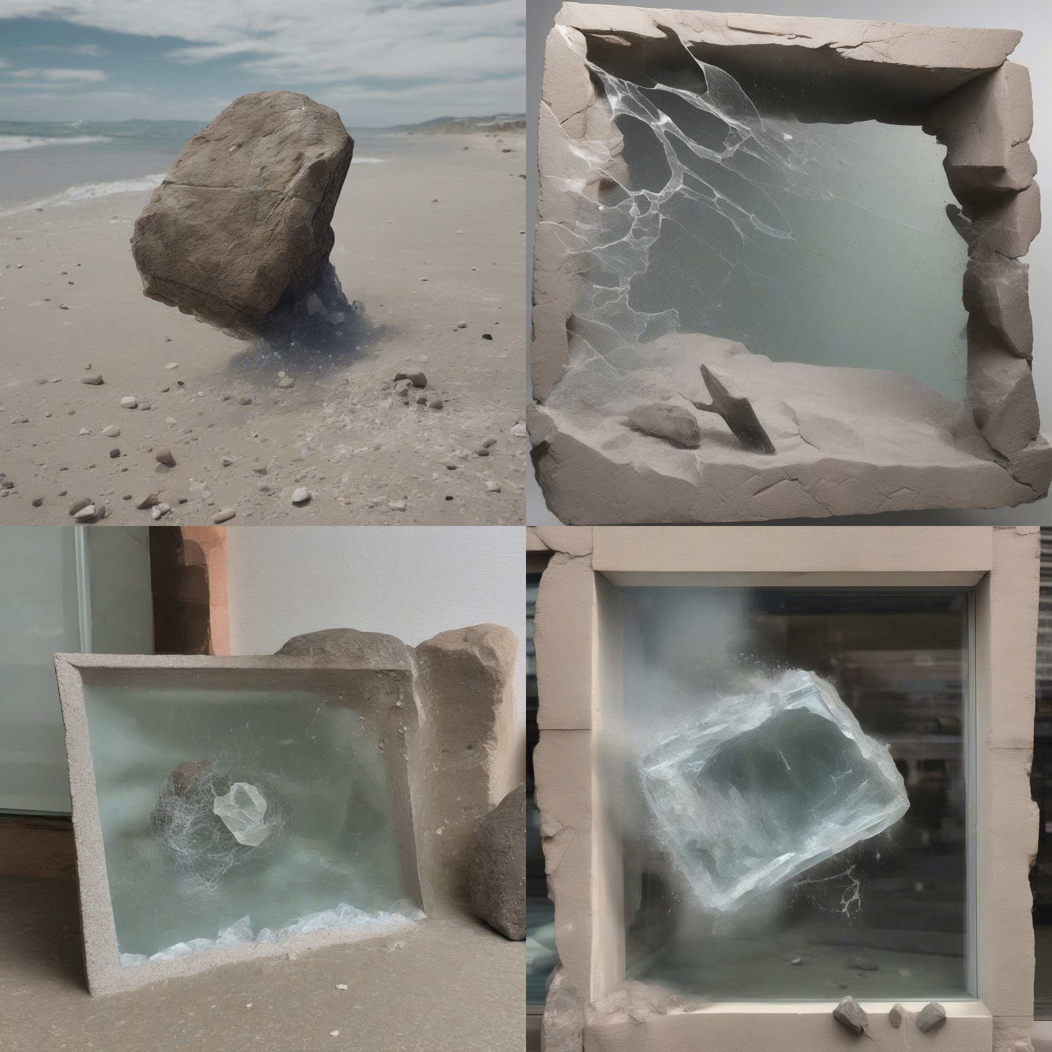 A glass window hit by a rock