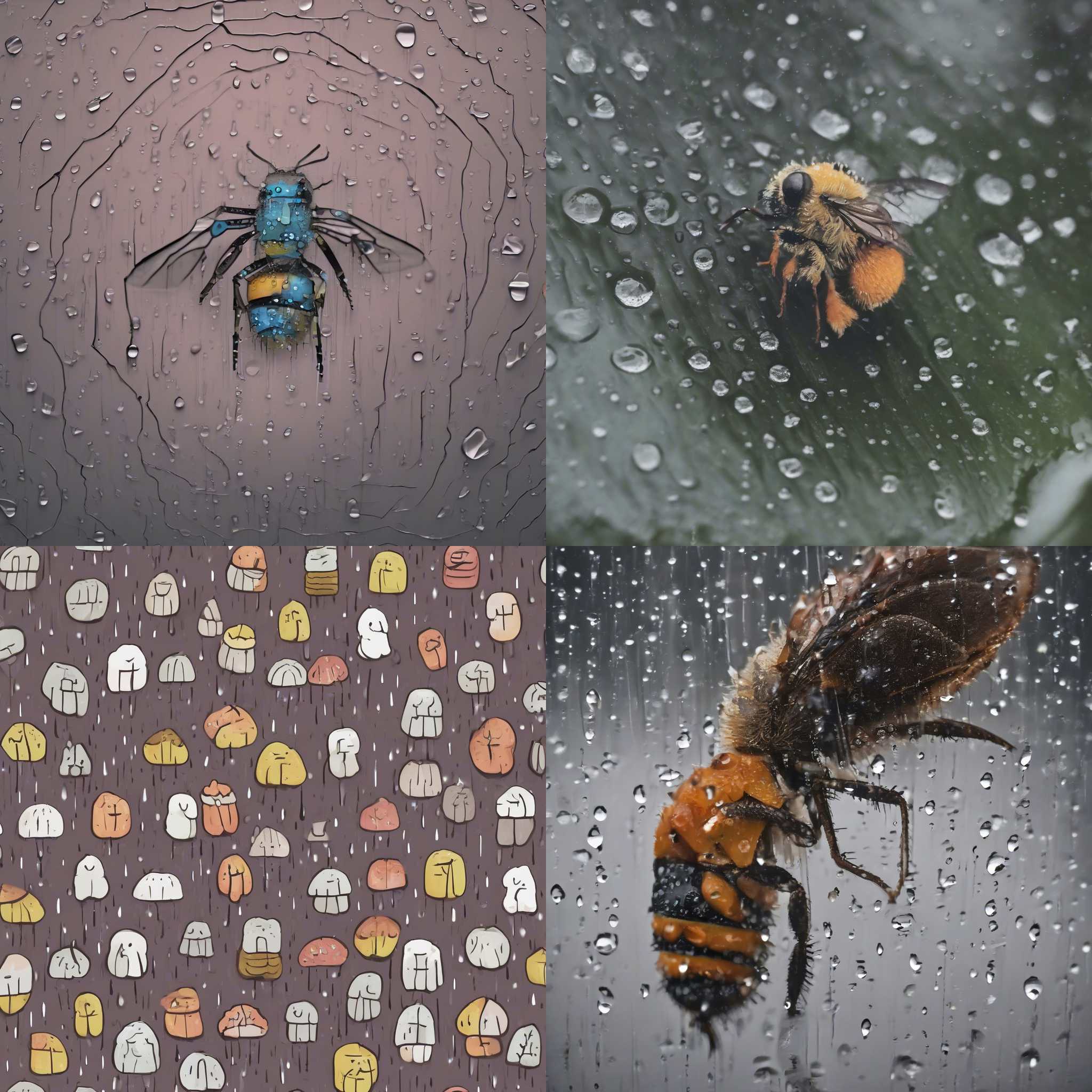 A bee on a rainy day