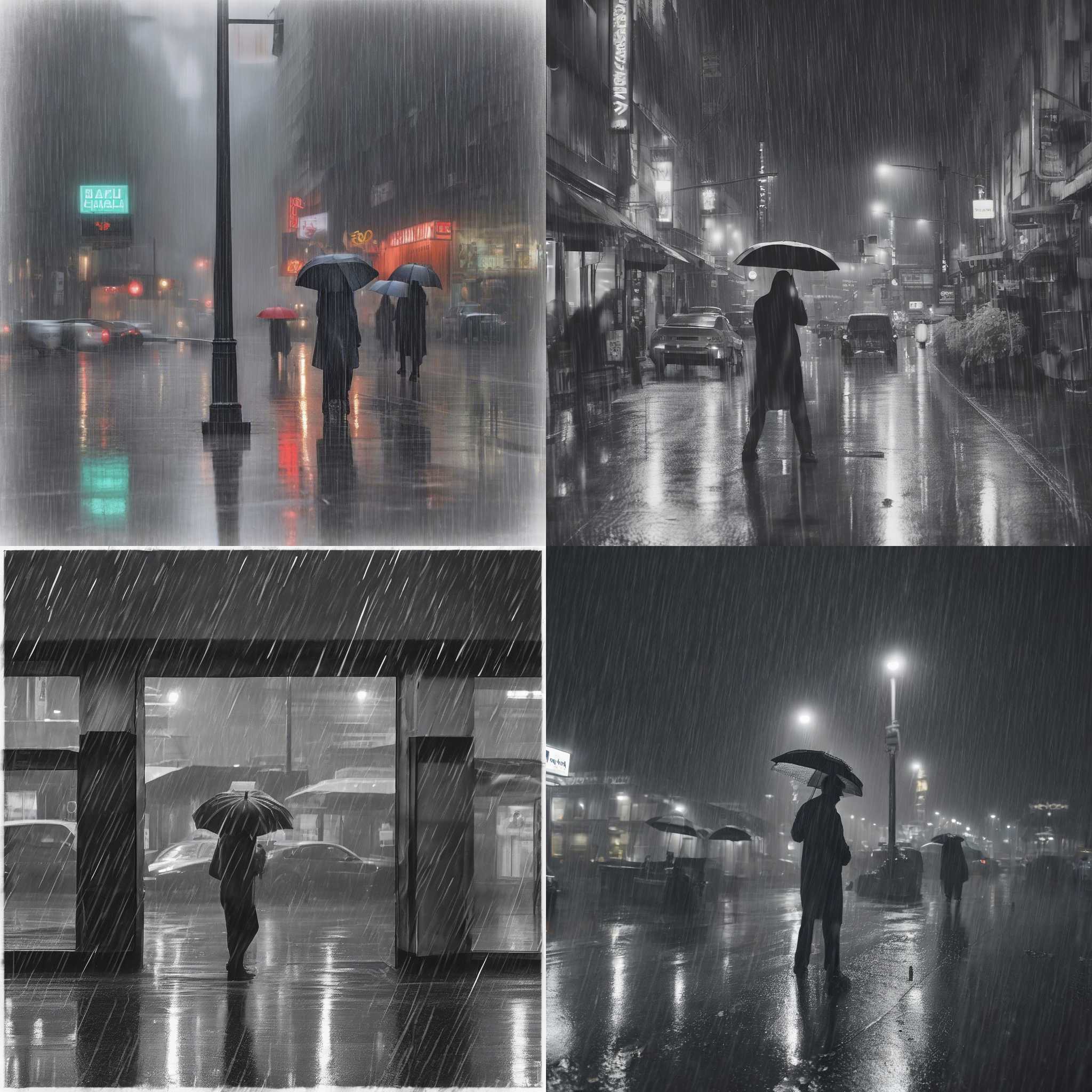 A pedestrian on a rainy day