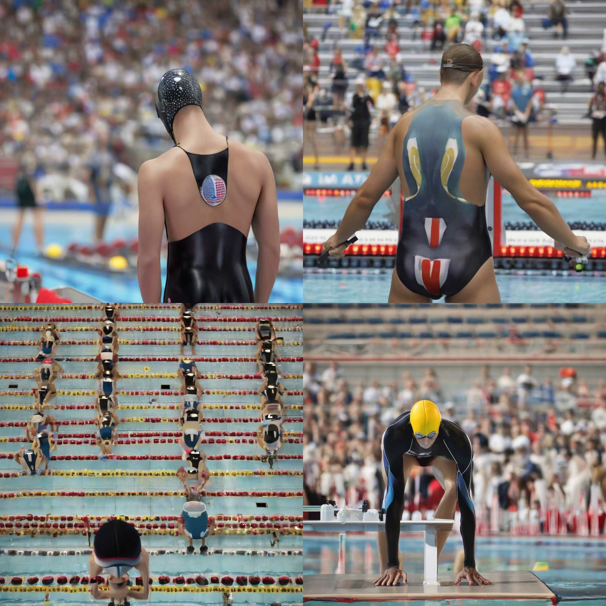 A swimmer waiting for the start signal during a competition