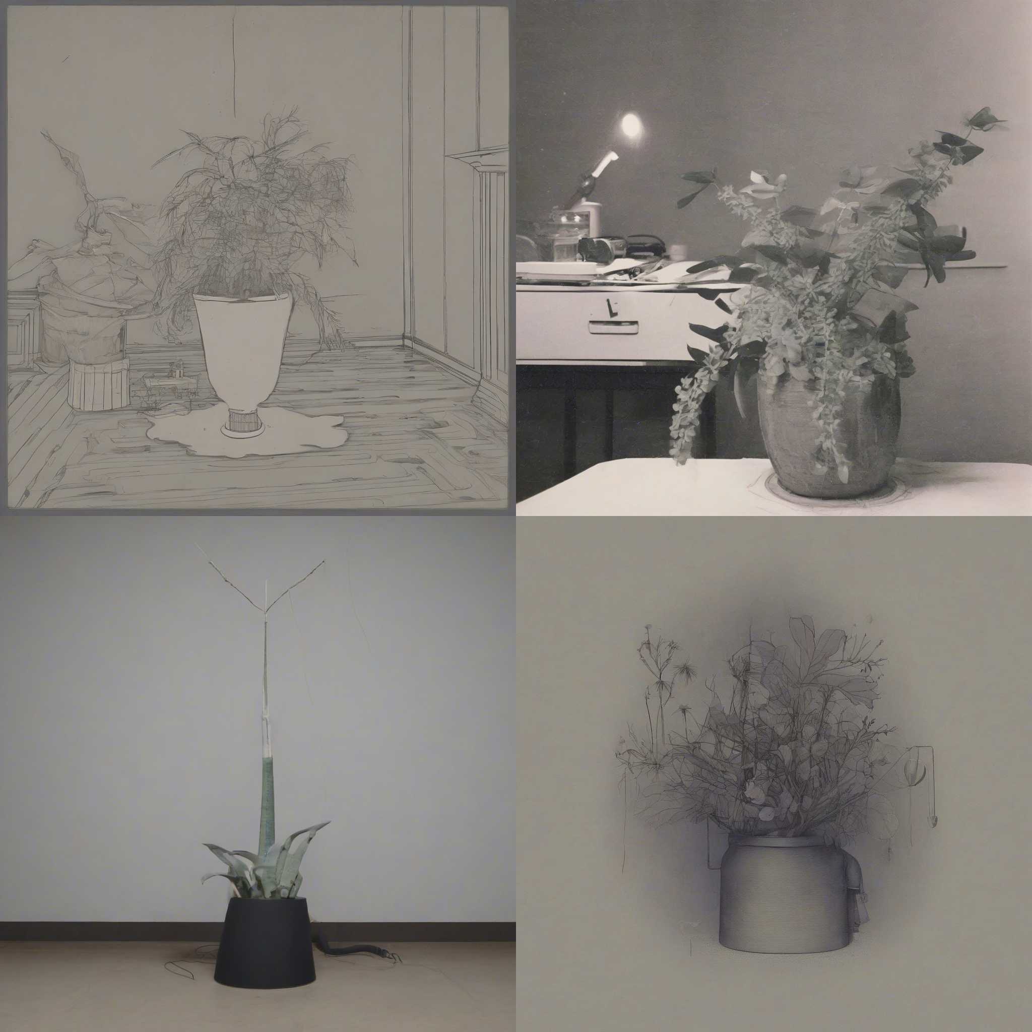 A potted plant kept in a dark room for a week