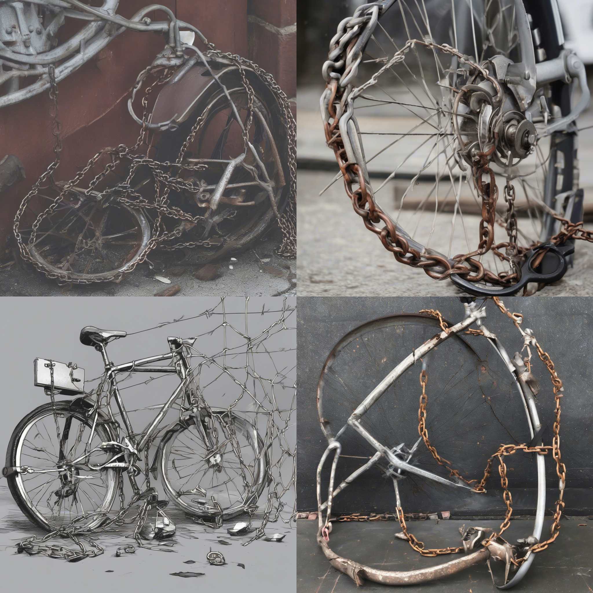 A bicycle with a broken chain