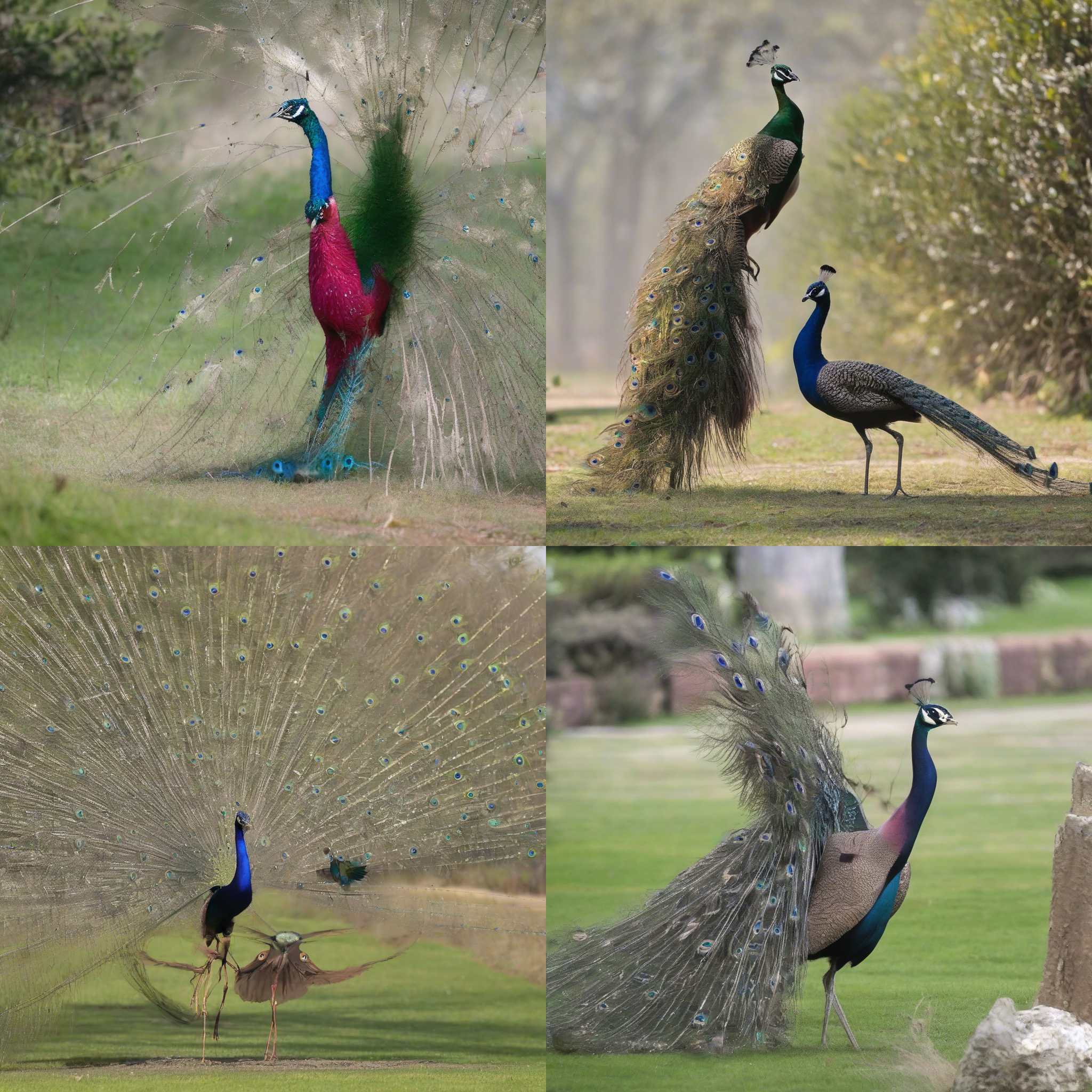 A peacock attracting a mate