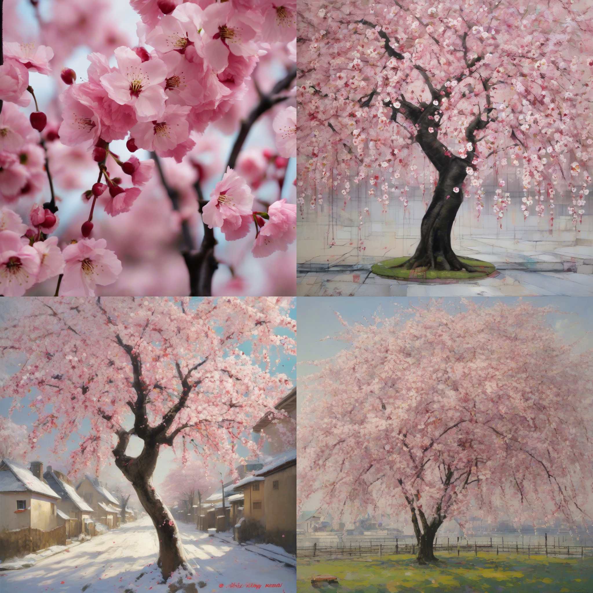 A cherry tree in winter