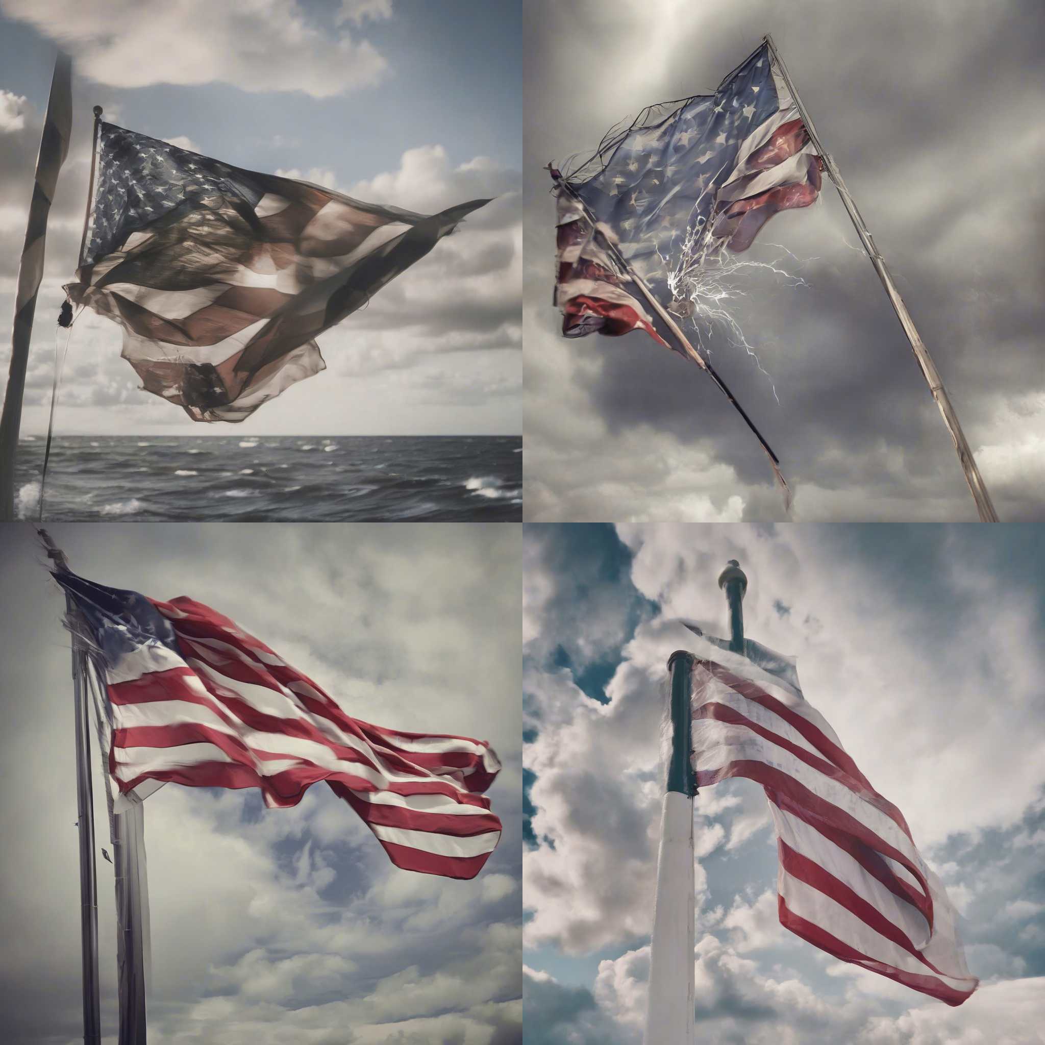 A flag on a pole on a windy day