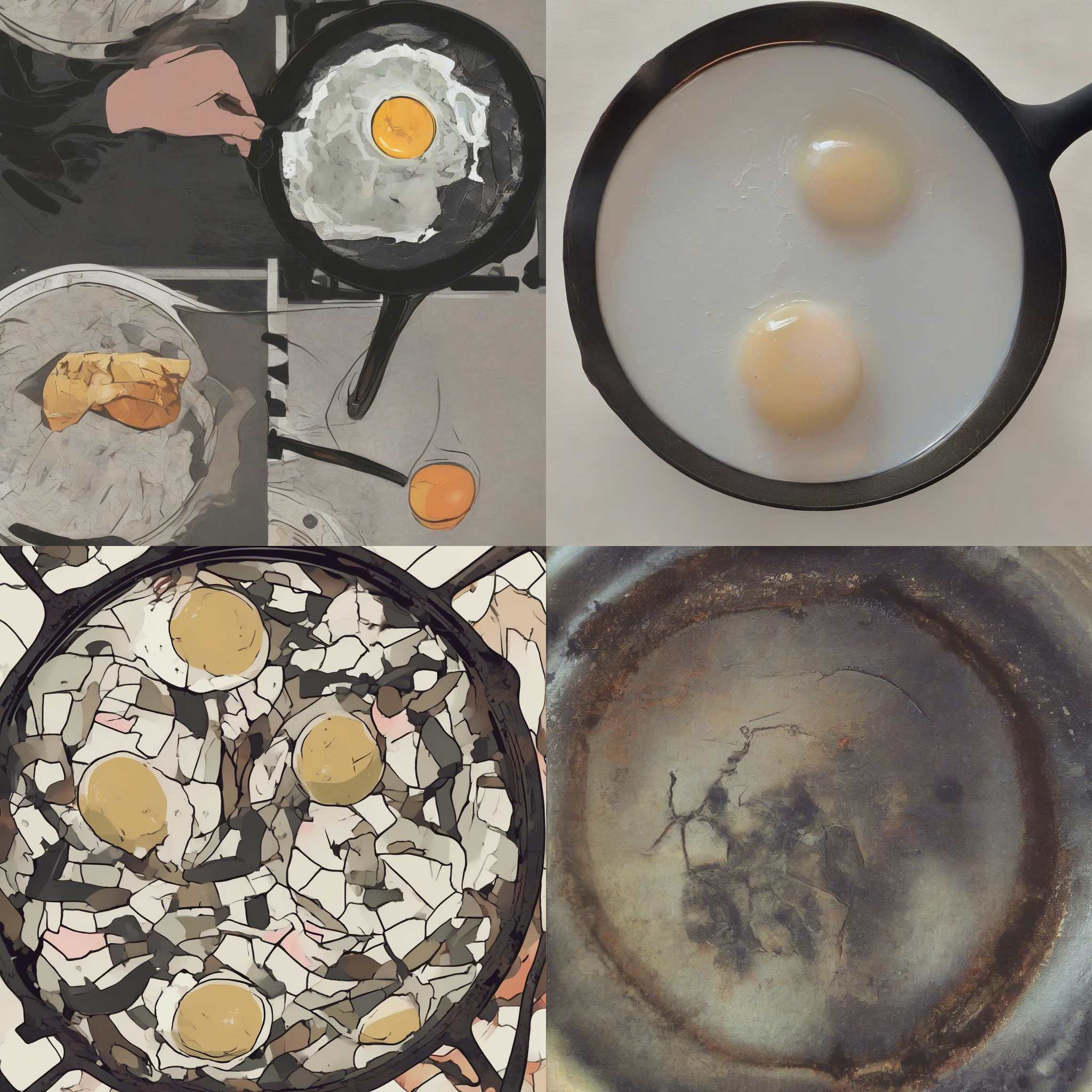 A cracked egg in a hot pan