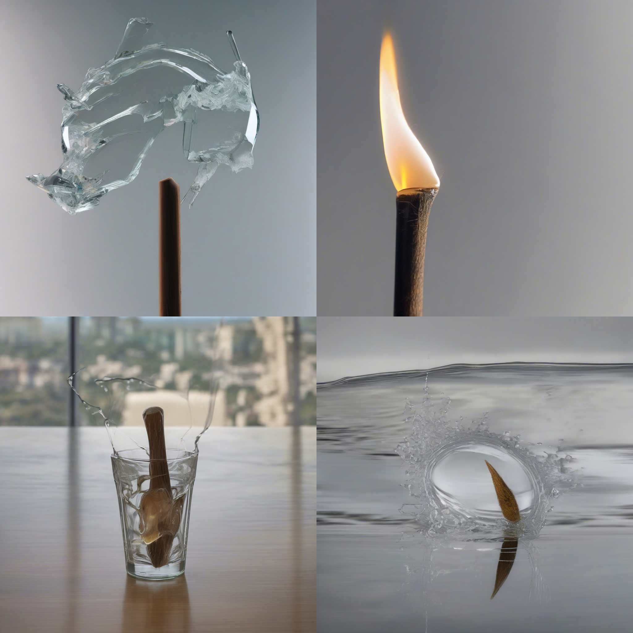 A matchstick struck against a glass