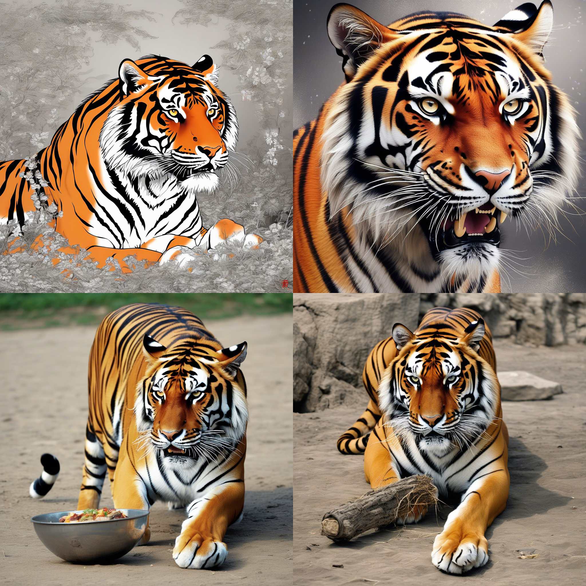 A tiger eating