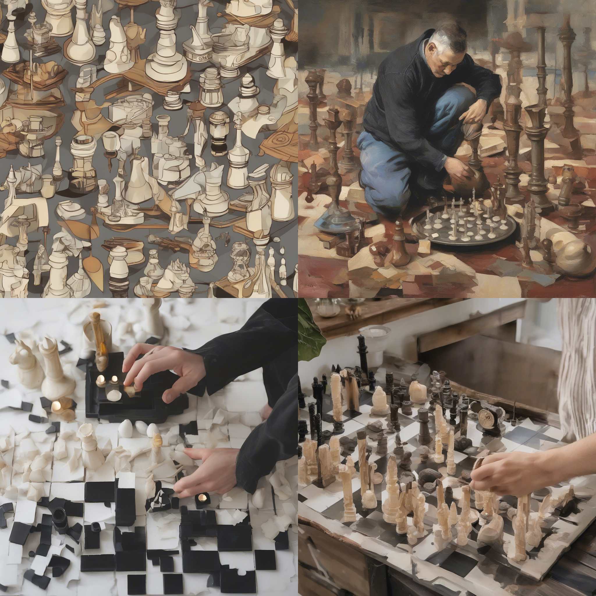 A chess player setting up pieces