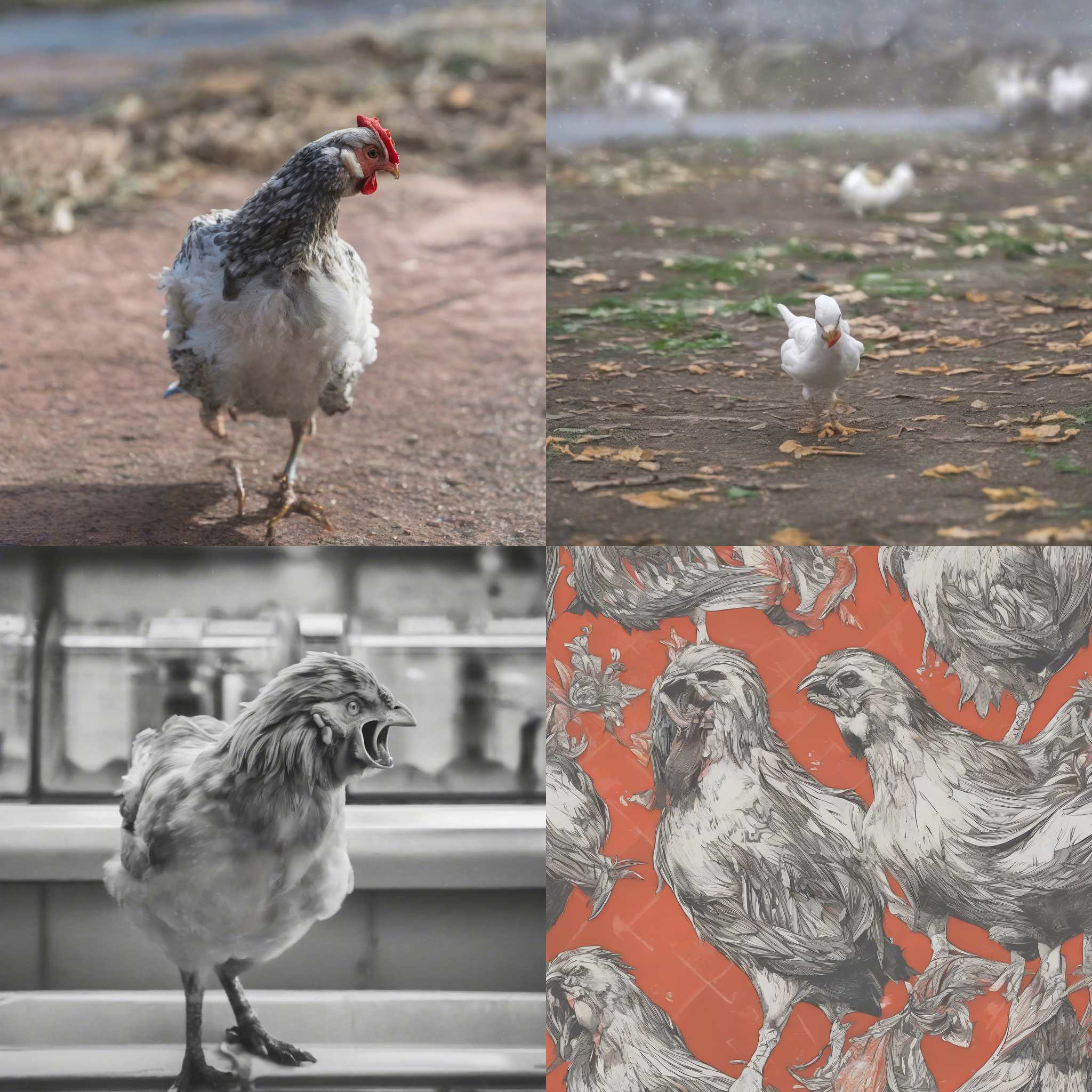 A chicken pecking for food