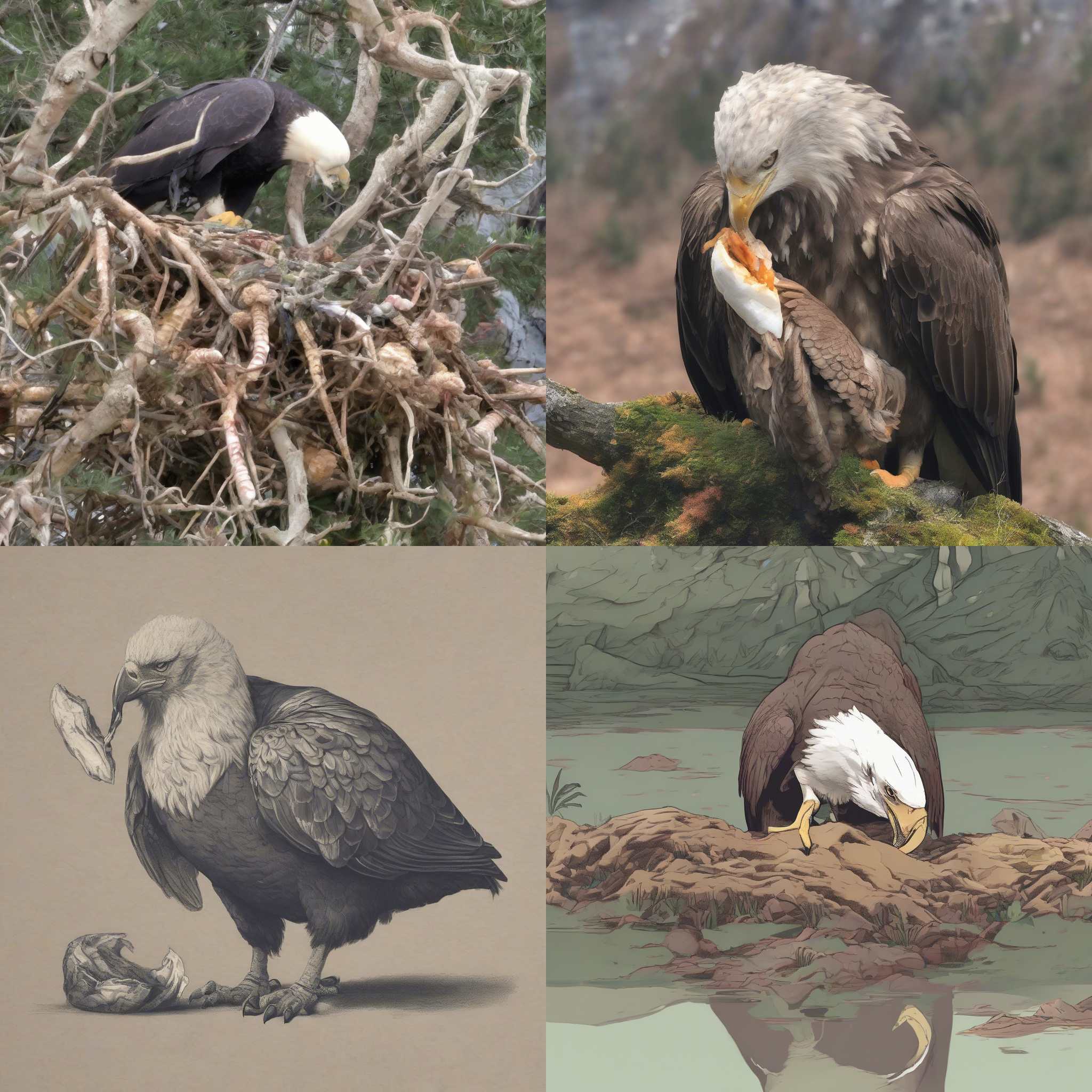 An eagle eating a fish