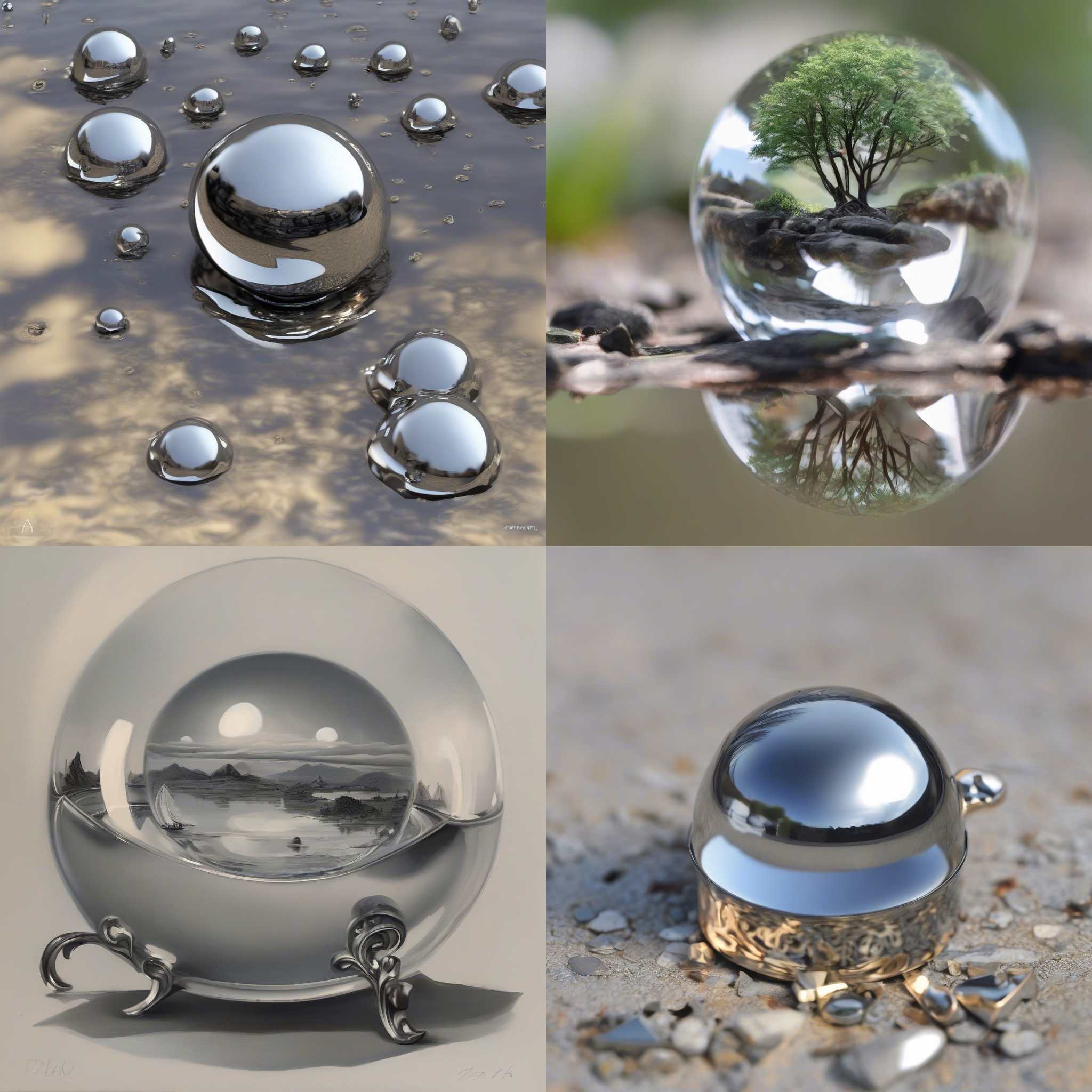 An iron ball in water