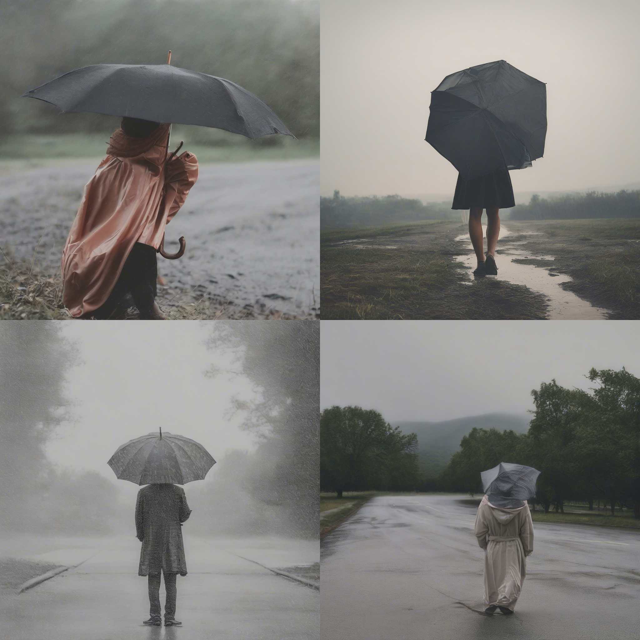 A person with an umbrella outside on a rainy day